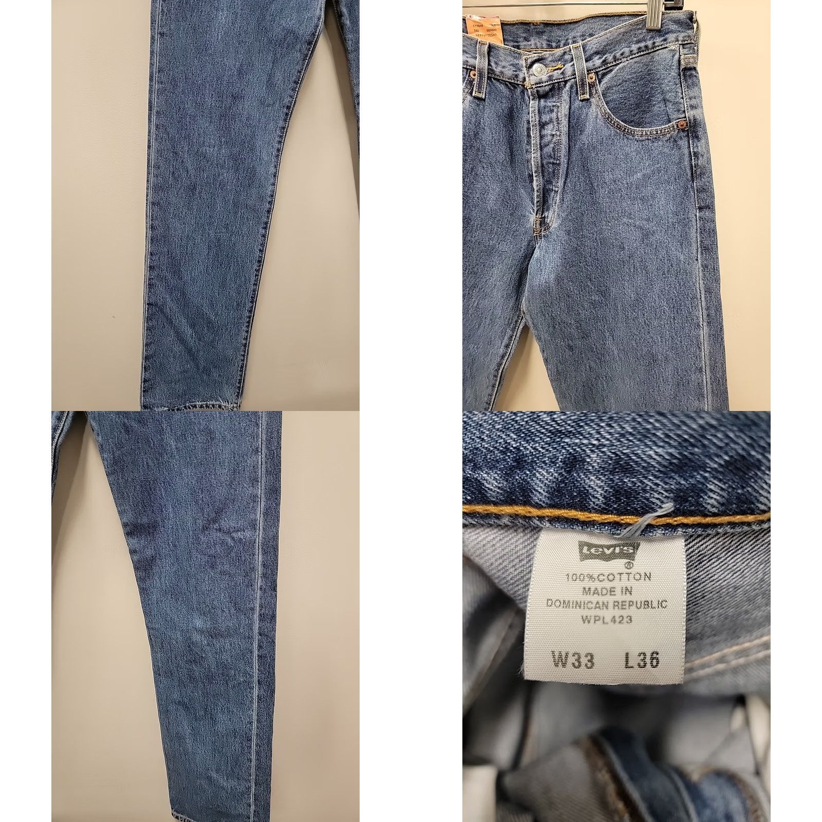 Levi's VINTAGE Levi's 501 Jeans Men 33x36 Blue Denim Straight 5-Pocket NWT Regular Cut Mid Rise Vintage Denim Jeans Mens Size US 33 - 9 Thumbnail