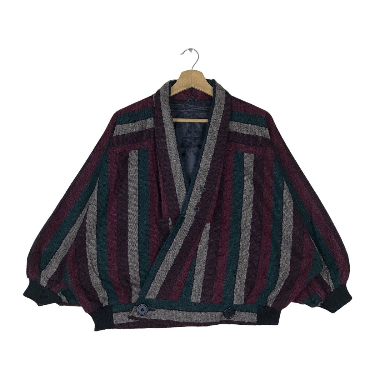 image of Multicolor Stripe Coat Blazer Jacket, Women's (Size Large)