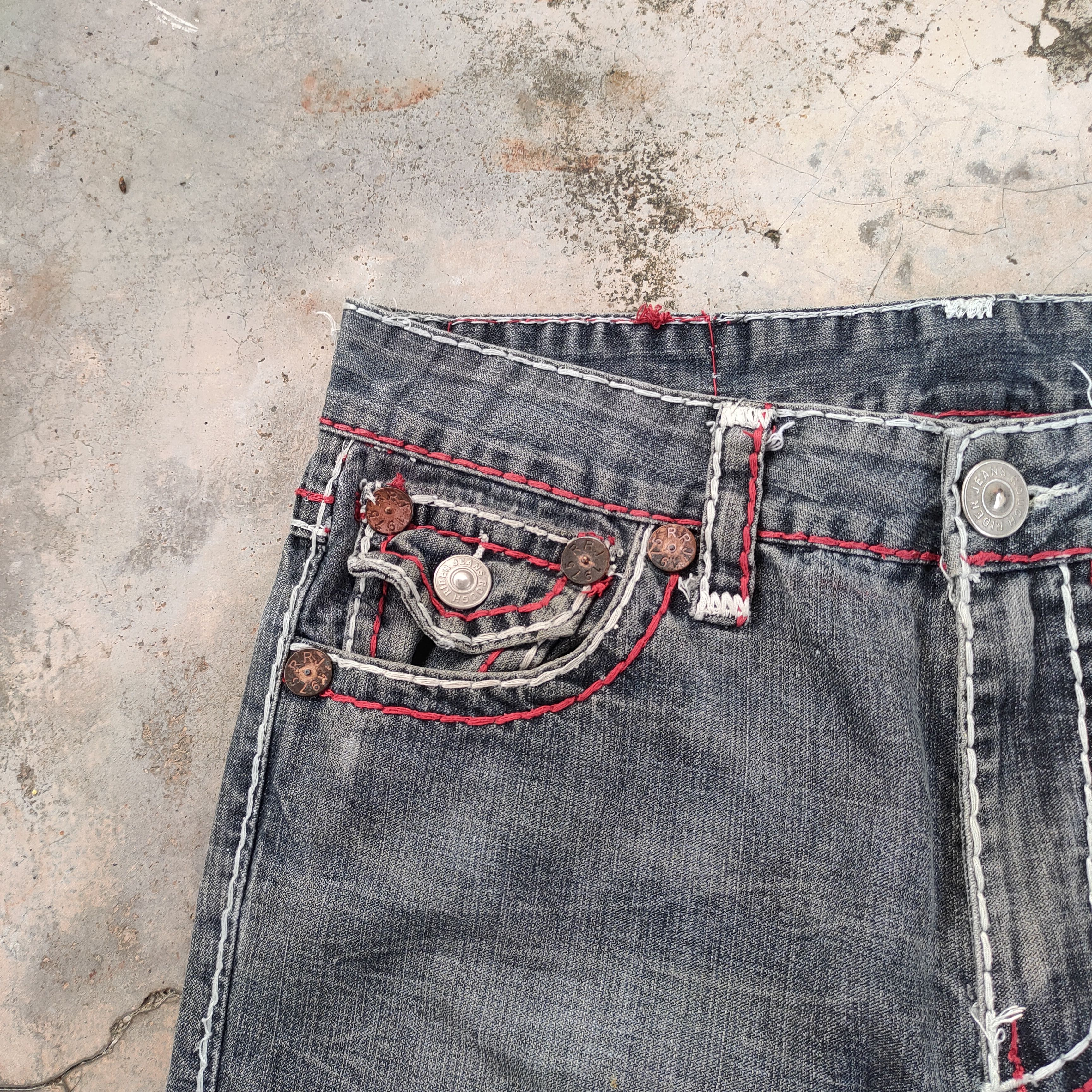 Japanese Brand W33 VINTAGE ROUGH RIDER FADED DISTRESSED DENIM JEAN PANTS Size US 33 - 5 Thumbnail