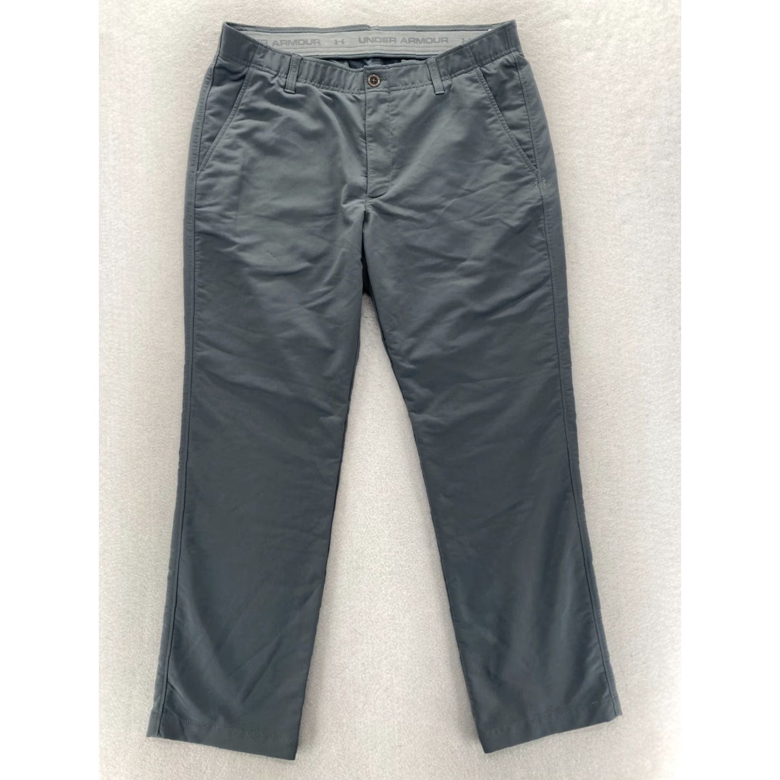 Under Armour Under Armour Match Play Golf Pants Mens 36x30 Straight Gray Stretch Waistband Size US 36 / EU 52 - 2 Thumbnail