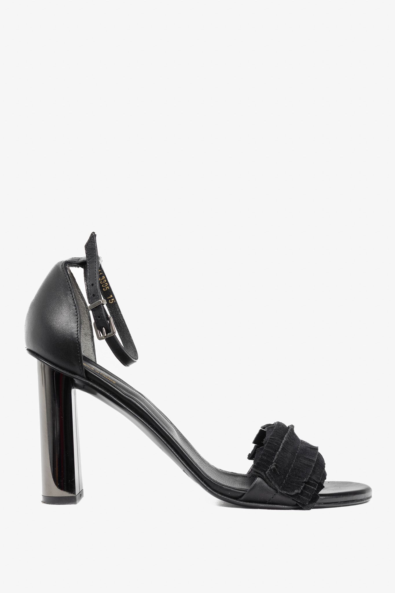 Robert Clergerie Robert Clergerie Black Suede Fringe Mirror-Heel Sandals Size US 9 / IT 39 - 1 Thumbnail