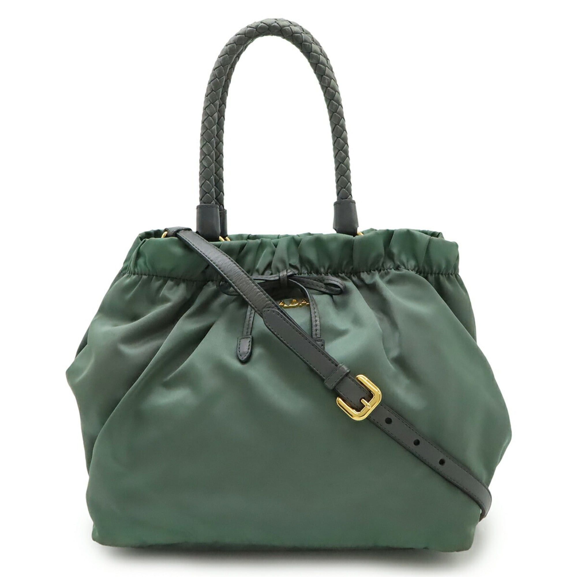 Prada PRADA Ardesia Gathered Ribbon Handbag with Handles, Shoulder Bag, Gray, Nylon, Purchased at a Japanese Boutique, BN1970 Size ONE SIZE - 1 Thumbnail