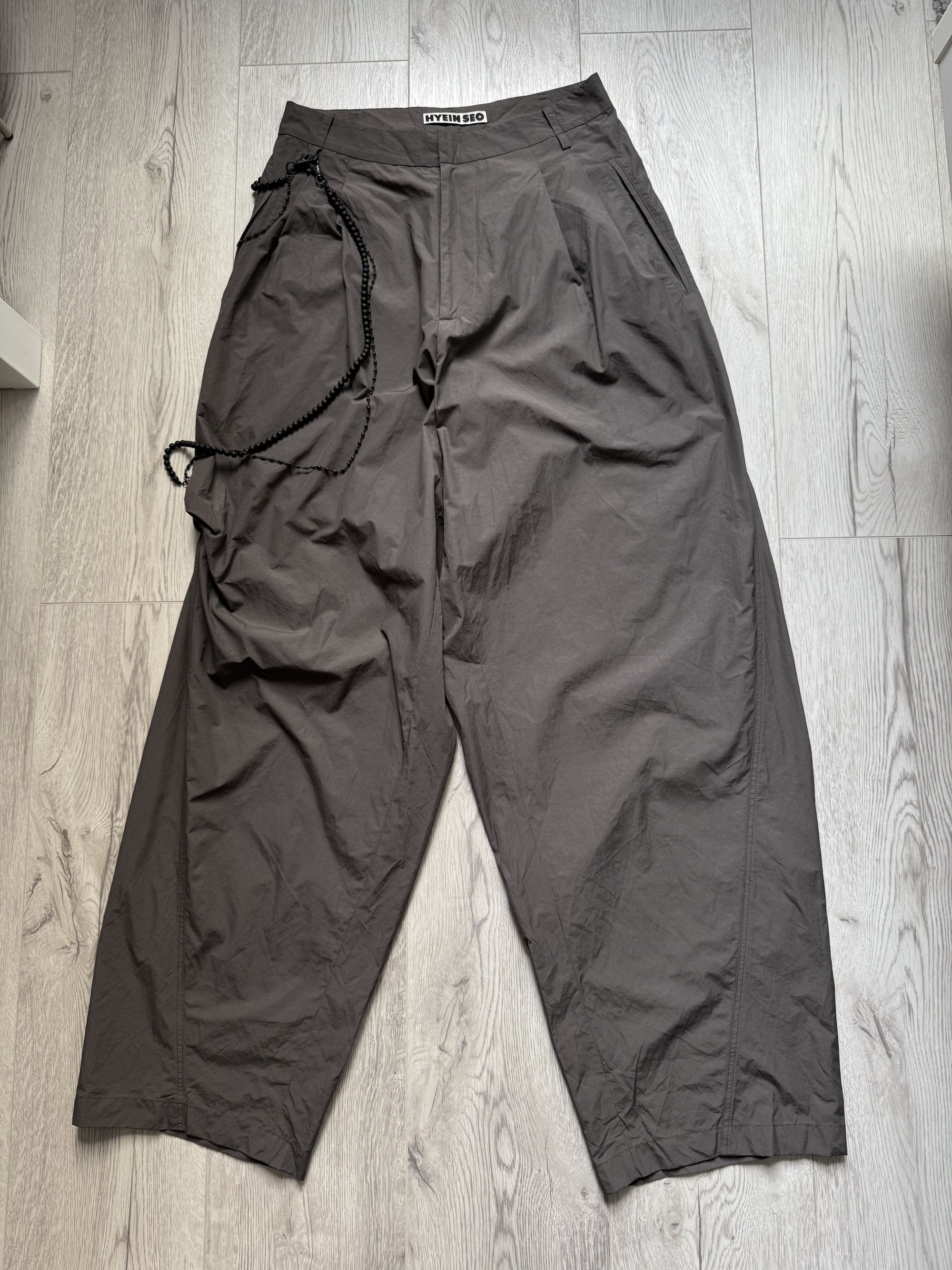 Hyein Seo Chained Wide Nylon Lightweight Pants Slate Grey Size 2 W28 Size US 28 / EU 44 - 1 Thumbnail