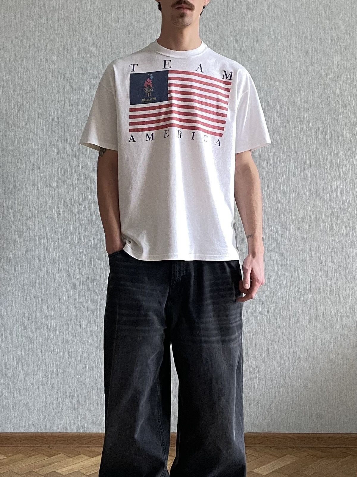 USA Olympics 1996 Olympics Atlanta, Vintage Single Stitch T-Shirt Size US XL / EU 56 / 4 - 13 Thumbnail