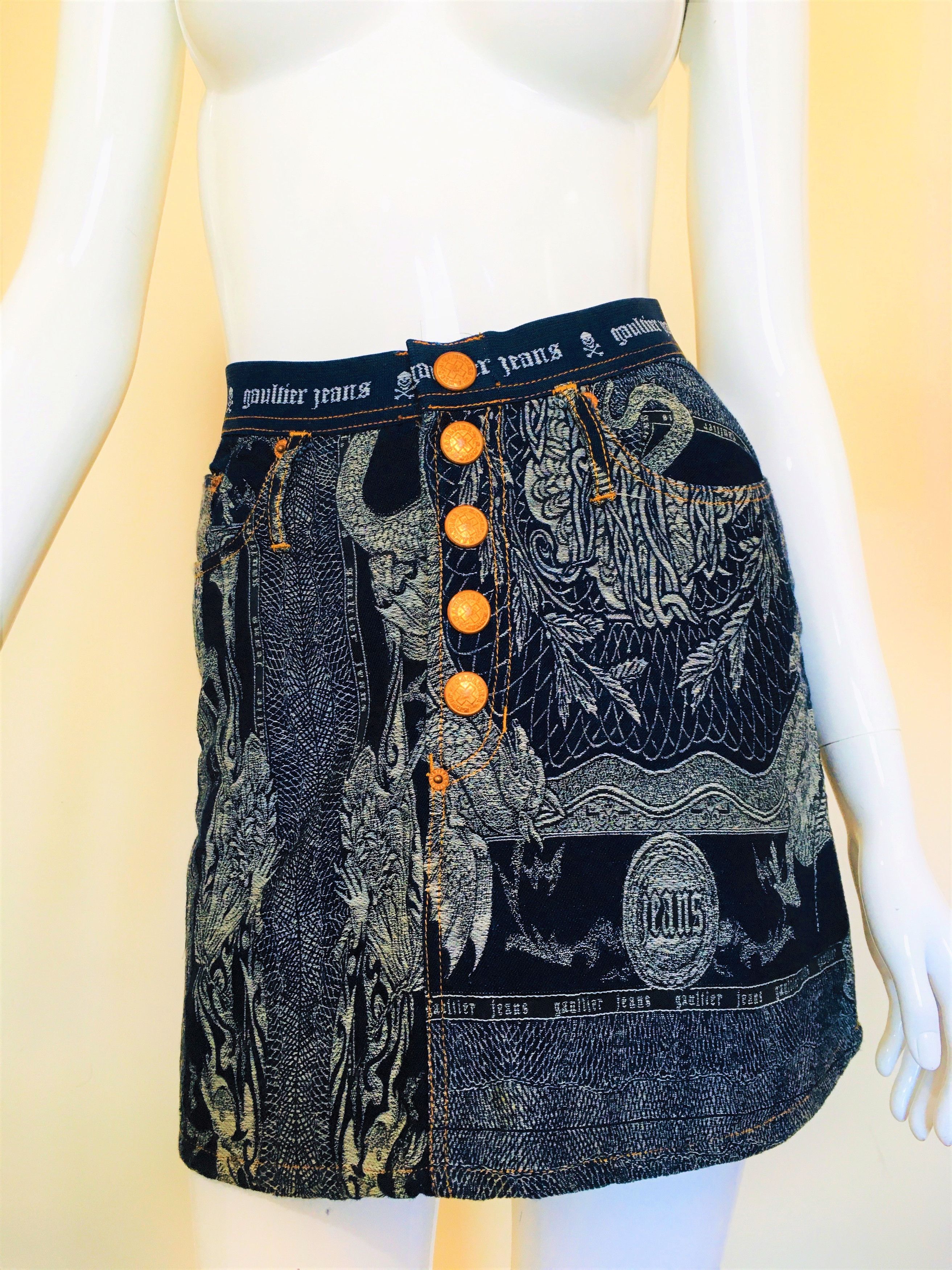 Jean Paul Gaultier Jean Paul Gaultier Dragon Pegasus Bull Baroque Mini Skirt Size 26" / US 2 / IT 38 - 1 Thumbnail