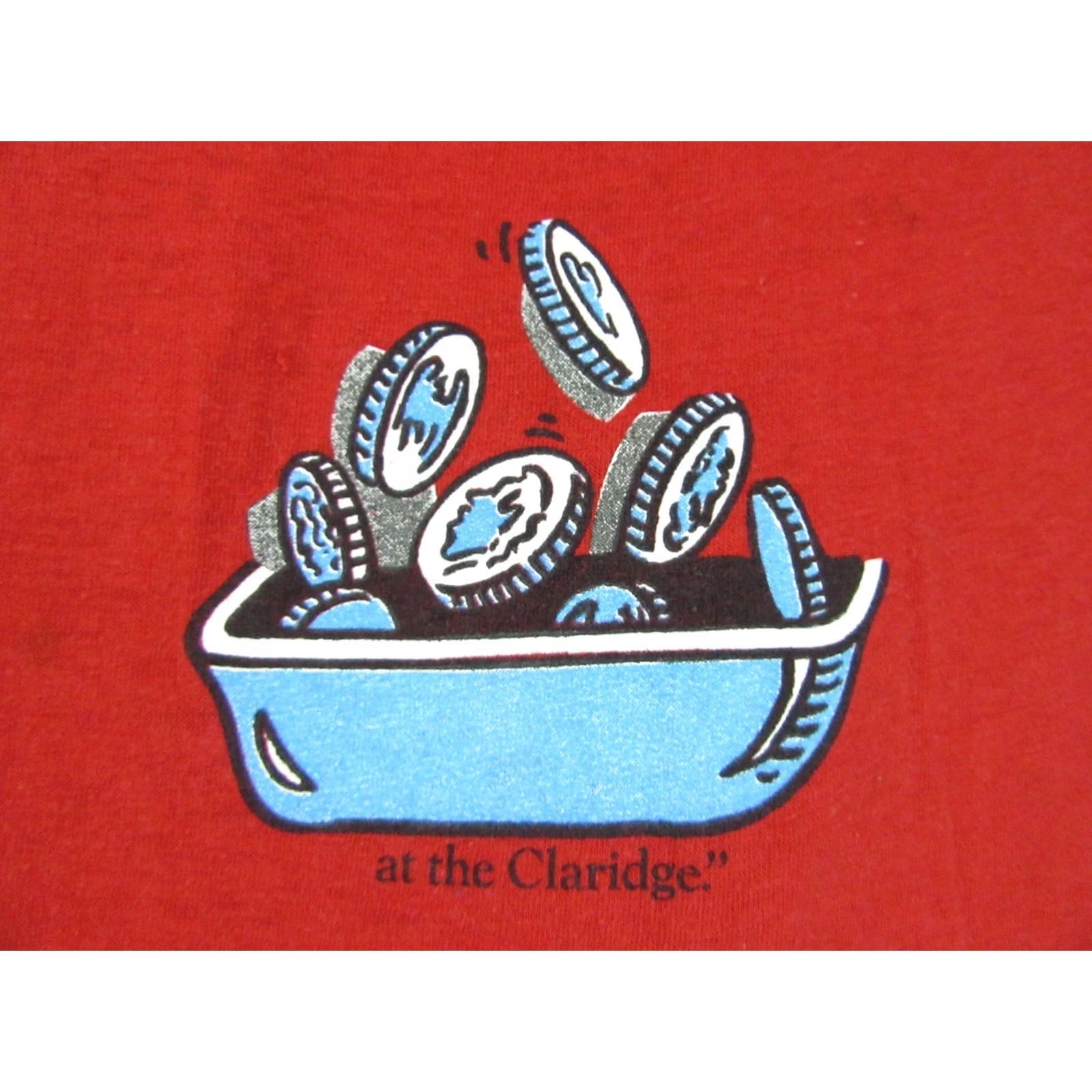 Vintage VINTAGE DEL WEBB'S CLARIDGE COWBOY ATLANTIC CITY T-Shirt L 80s single stitch Red Mens Size US L / EU 52-54 / 3 - 7 Thumbnail