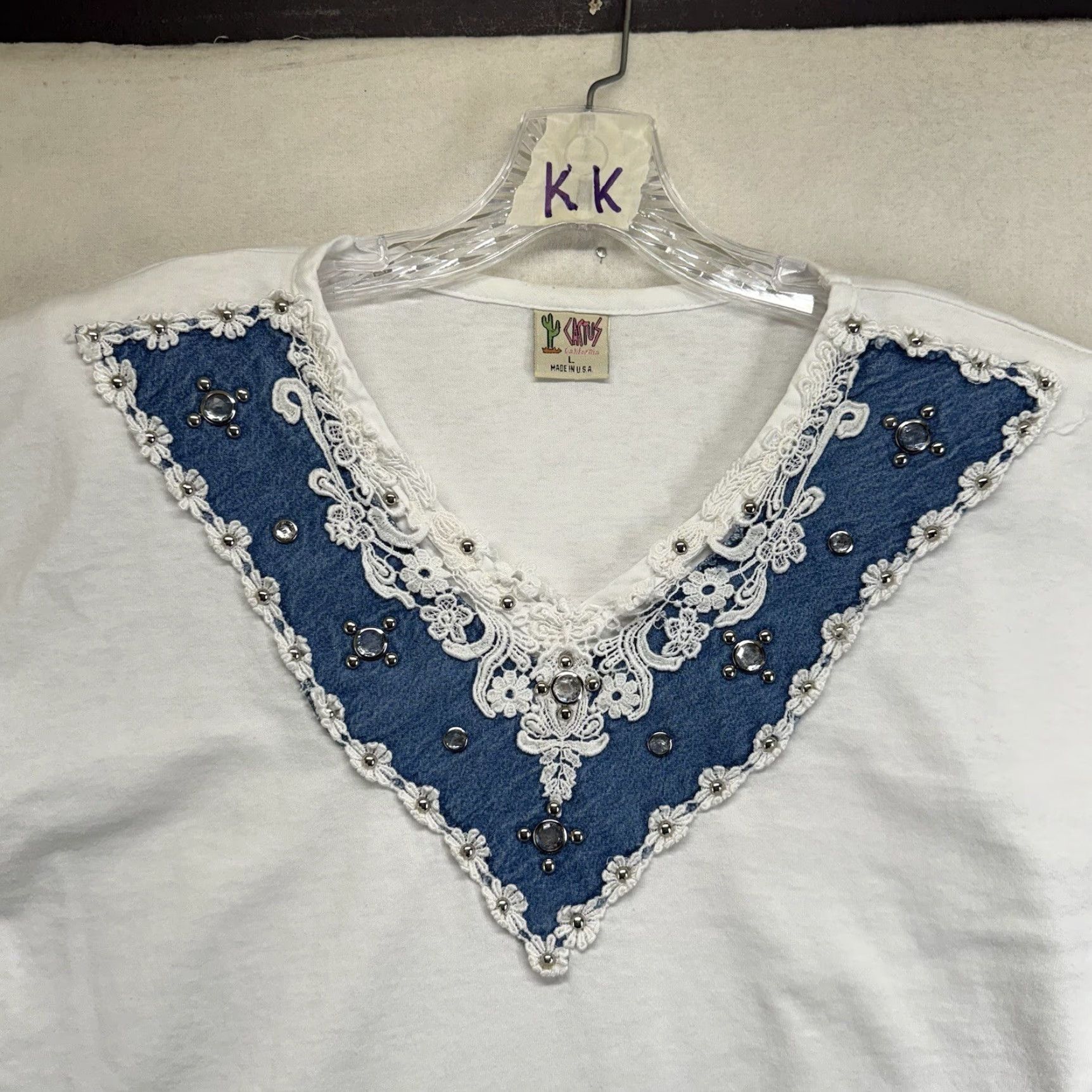 Vintage VINTAGE Cactus Women's T-Shirt Short Sleeve Cotton Embroidered Lace USA 90s White M/L Size M / US 6-8 / IT 42-44 - 2 Thumbnail