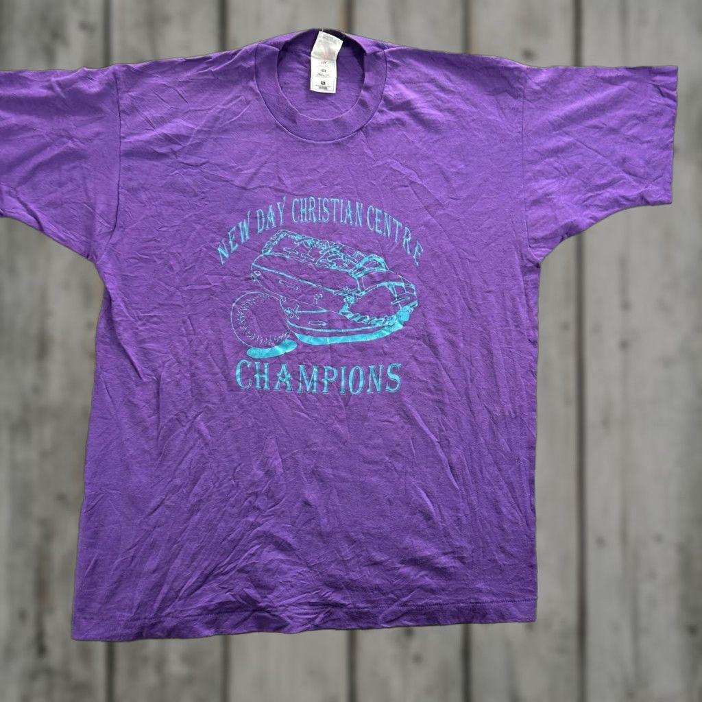 Fruit Of The Loom VINTAGE New Day Christian Centre Shirt Mens XL Purple T-Shirt Sports Graphic 2000s Mens Capabilities: None Size US XL / EU 56 / 4 - 1 Thumbnail