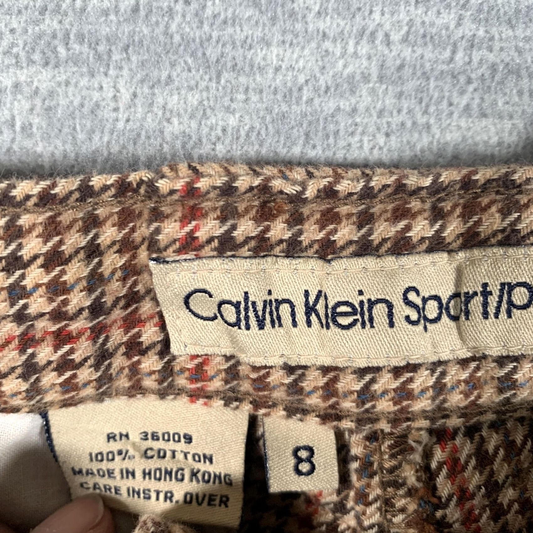 Vintage VINTAGE Calvin Klein Sports/Petite Pants Women 8 Brown Check Tapered Cuffed 80s Size 30" / US 8 / IT 44 - 6 Thumbnail