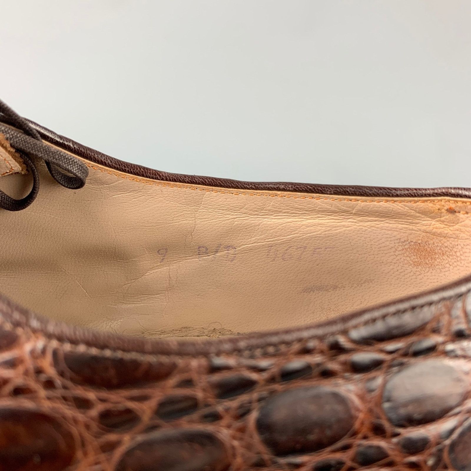 Nettleton NETTLETON 9 Brown Embossed Leather Cap Toe Lace Up Shoes Size US 9 / EU 42 - 6 Thumbnail