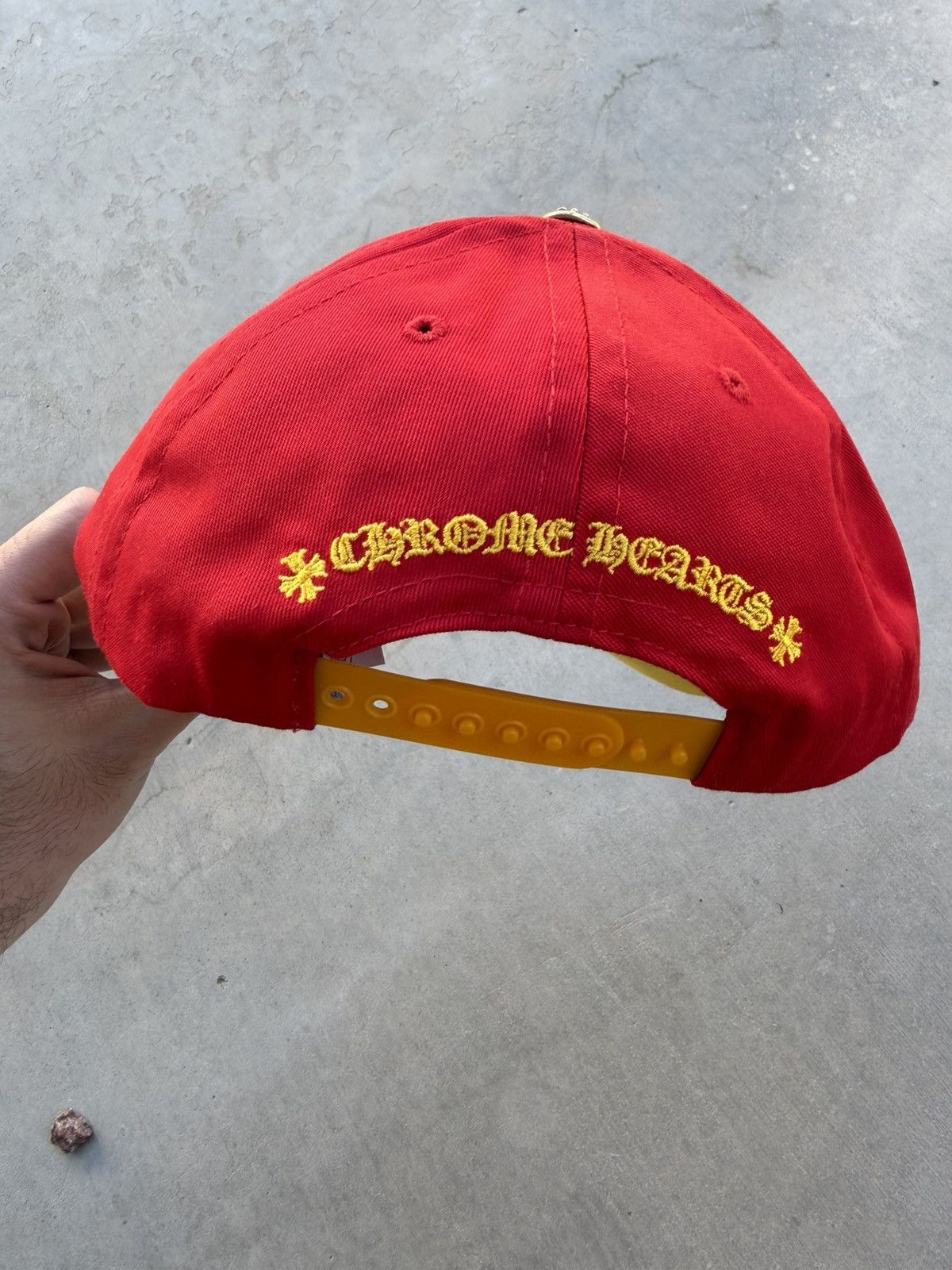 Chrome Hearts Chrome Hearts Red Snapback Hat – Gold Gothic CH Logo Size ONE SIZE - 7 Thumbnail