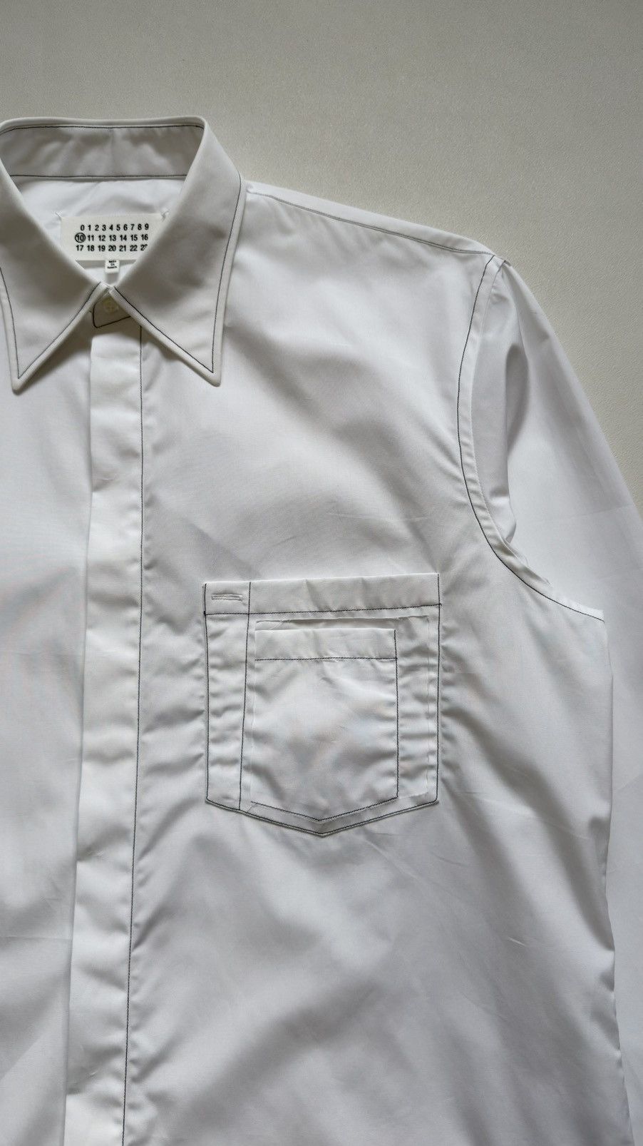 Maison Margiela S/S 18 White Cotton Contrast Stitch Shirt Size US L / EU 52-54 / 3 - 7 Thumbnail