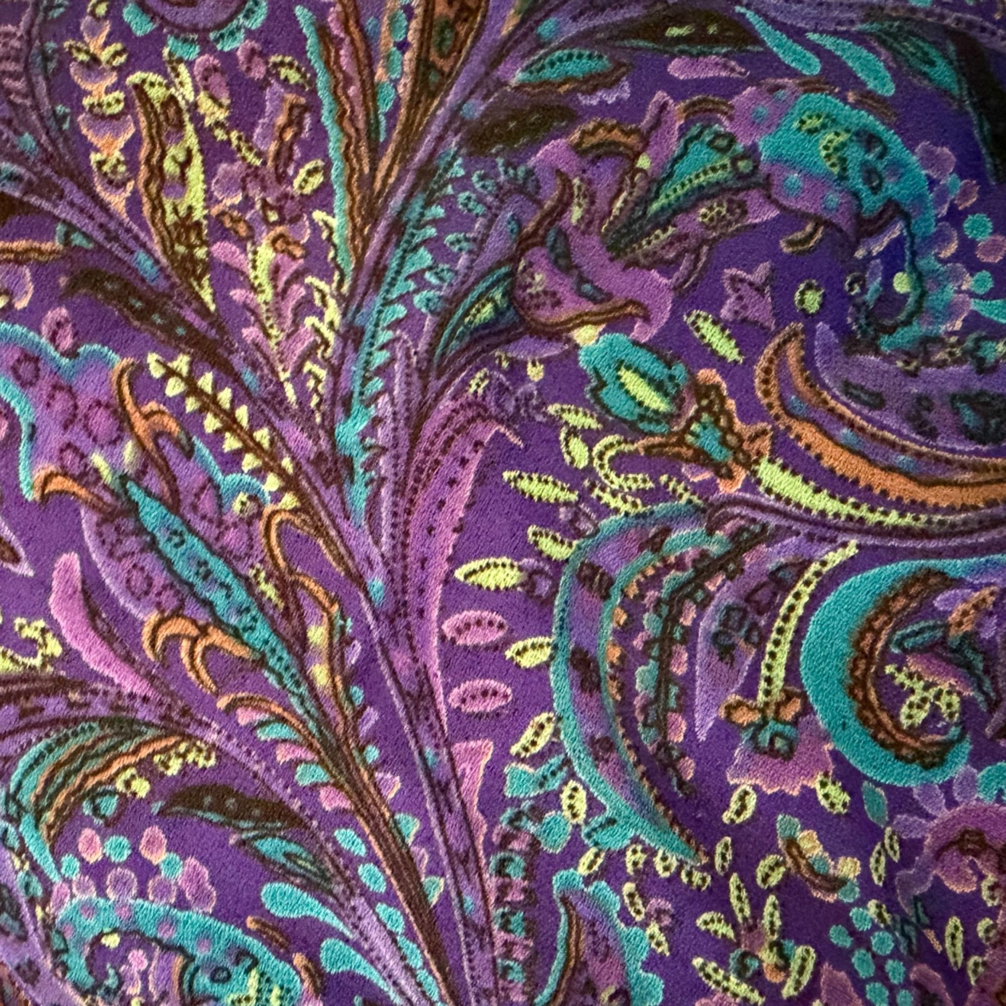 Vintage Vintage Vibrant Ornate Purple Paisley Motif Scarf Ascot Tie Size ONE SIZE - 4 Thumbnail
