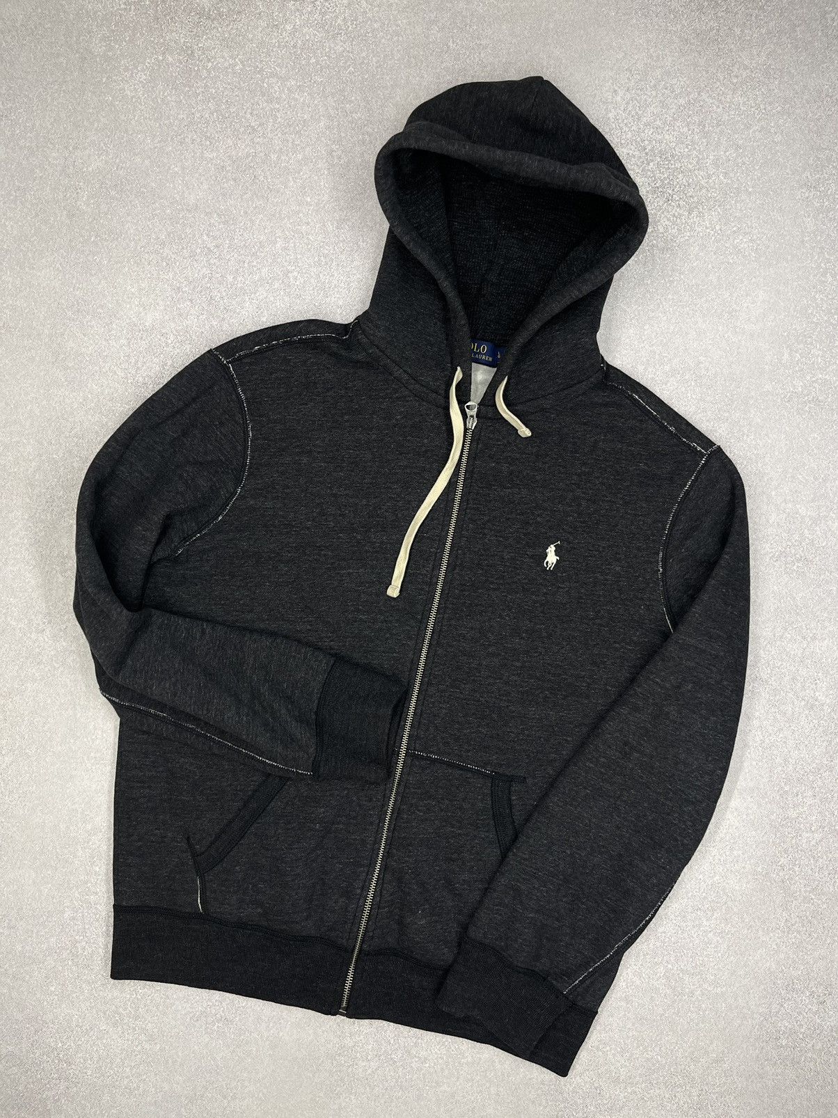 Polo Ralph Lauren Mens Polo Ralph Lauren Zip Hoodie Grey Y2K Rugby Size US L / EU 52-54 / 3 - 1 Thumbnail