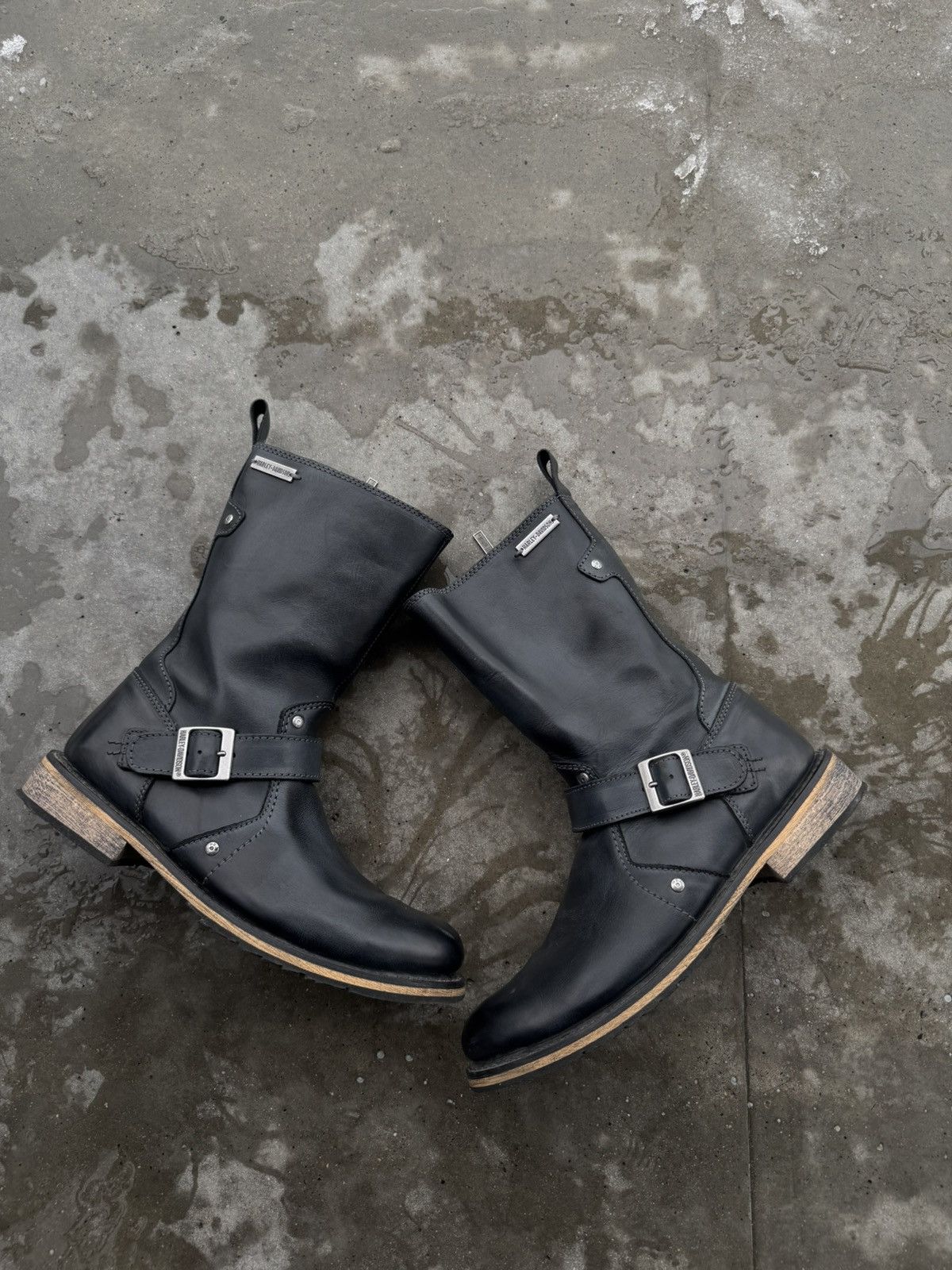 Harley Davidson Leather Motorcycle metal sole boots