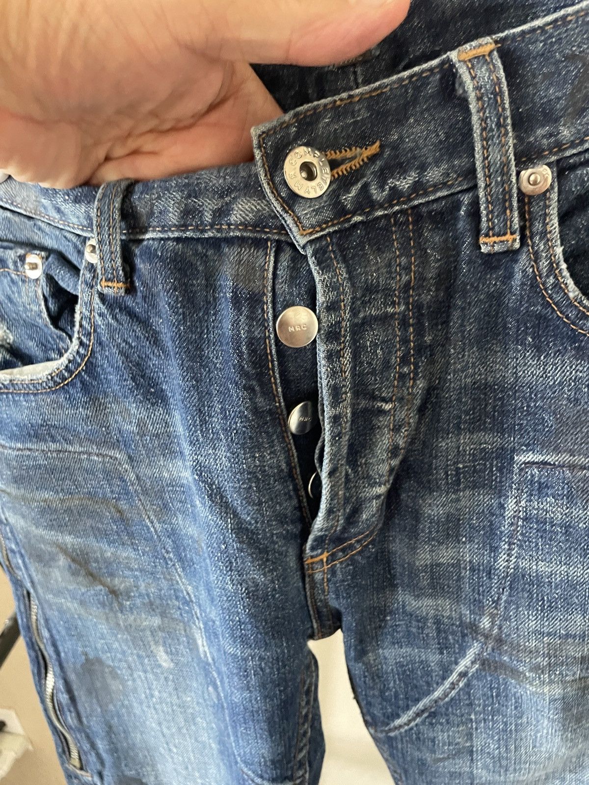 Mr. Completely Button Fly Distressed paint plash skinny jeans Size US 30 / EU 46 - 4 Thumbnail