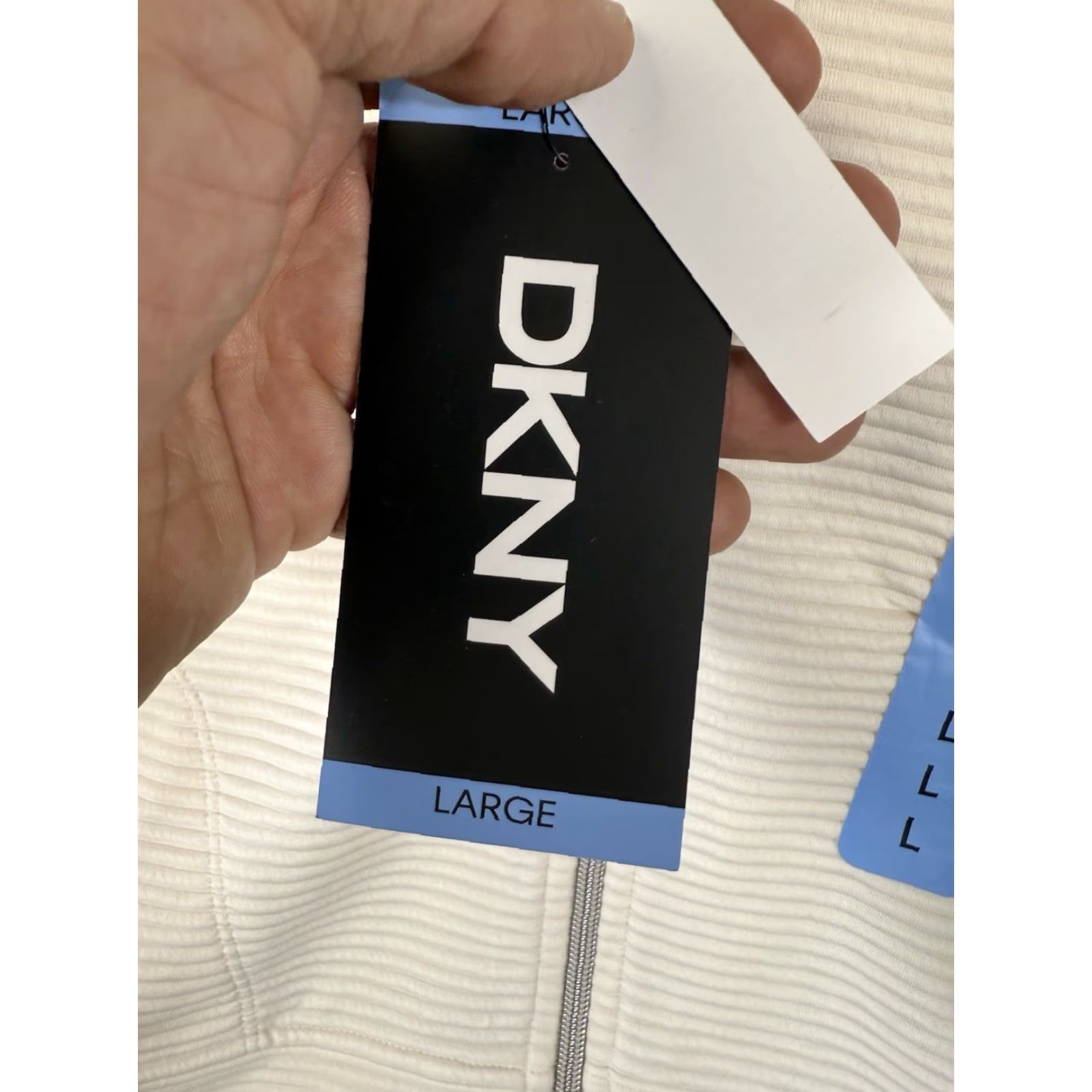 DKNY DKNY Full Zip Hoodie Sweatshirt Women Size L Sand Ivory Pink Ribbed NWT Size L / US 10 / IT 46 - 5 Thumbnail