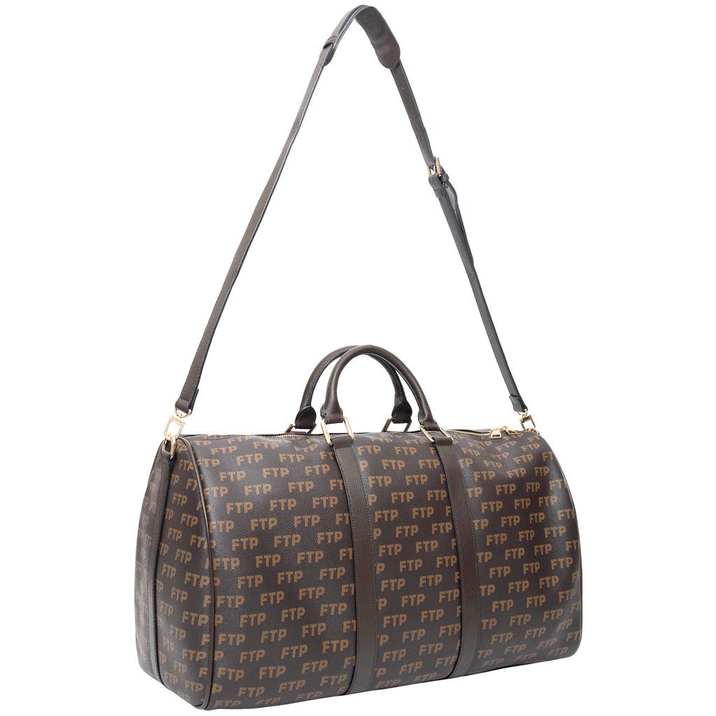 Fuck The Population FTP Logo Repete Duffle Bag (Brown) Size ONE SIZE - 3 Thumbnail