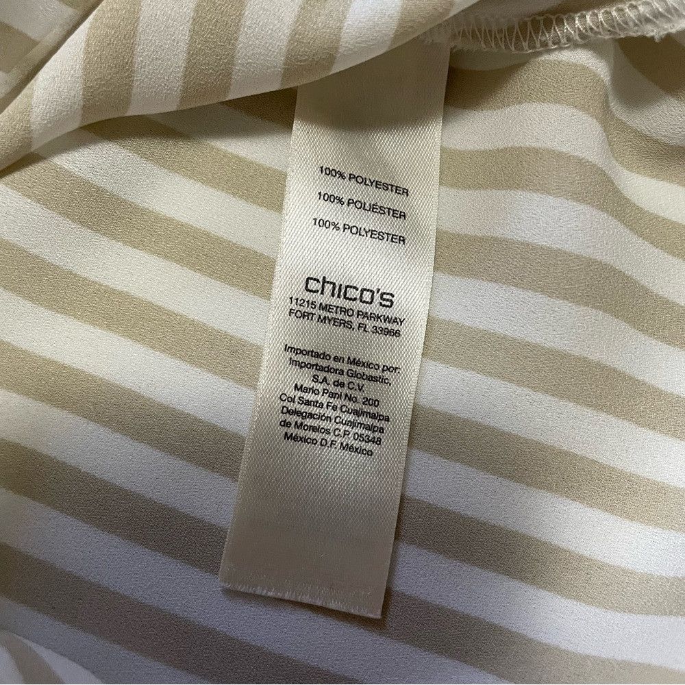 Chicos Chico's Striped Long Sleeve Front Tie Blouse Size 2 US L Size L / US 10 / IT 46 - 8 Thumbnail