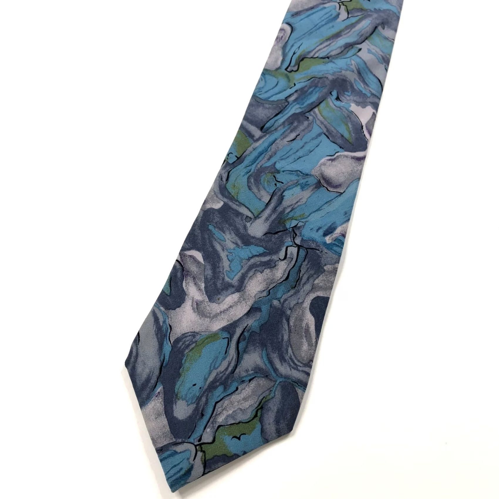 Vintage J. Garcia Neck Tie 100% Silk Geometric Abstract Blue 58 Inch By 3.5" Men Size ONE SIZE - 2 Thumbnail