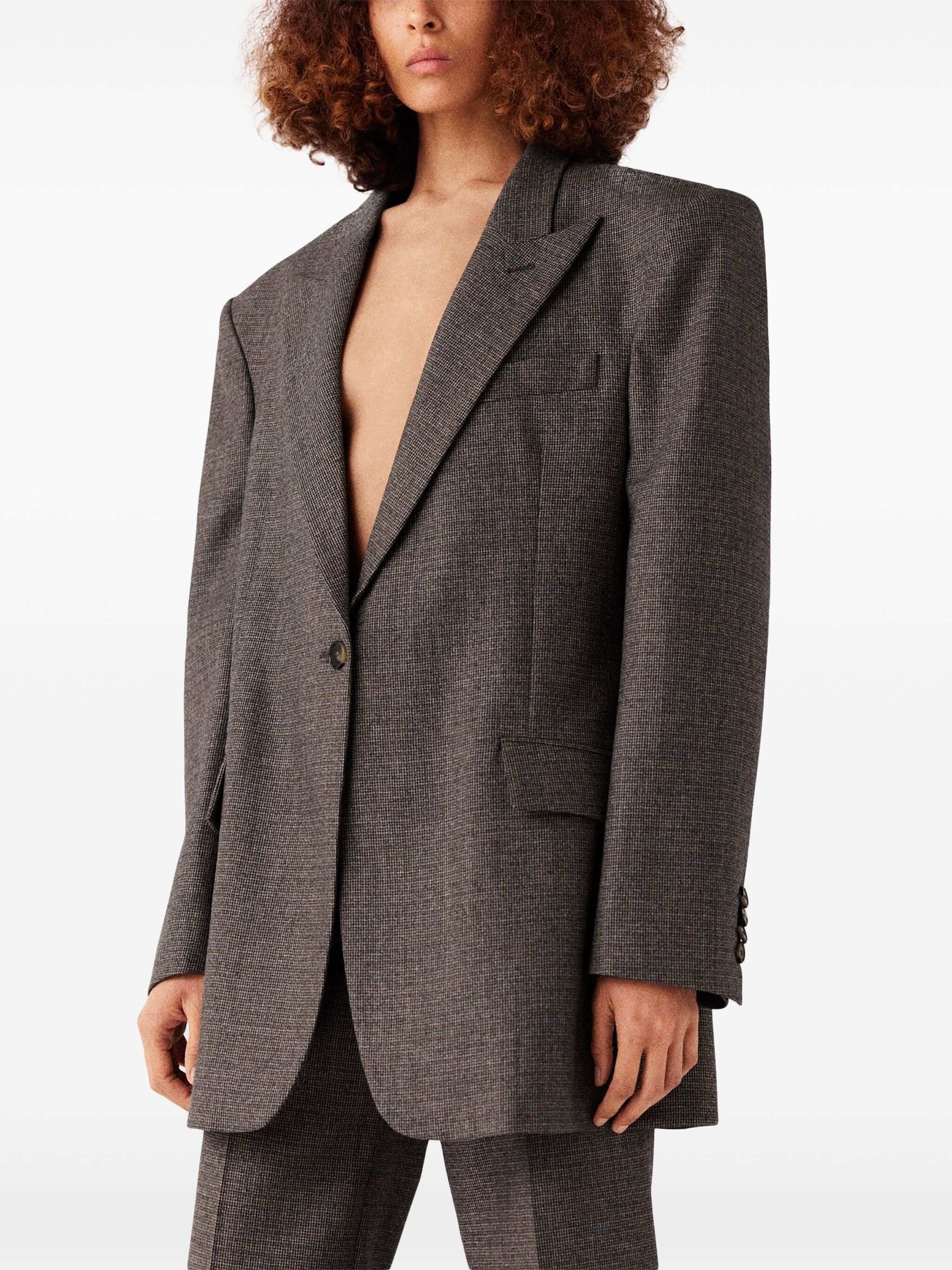 Stella McCartney o1s22i1n1024 Houndstooth Single Breasted Blazer in Grey Size S / US 4 / IT 40 - 3 Thumbnail