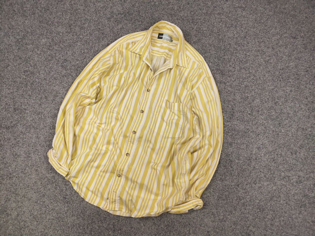 Kansai Yamamoto Vintage 90's Kansai Yamamoto Man Striped Yellow Casual shirt Size US M / EU 48-50 / 2 - 3 Thumbnail