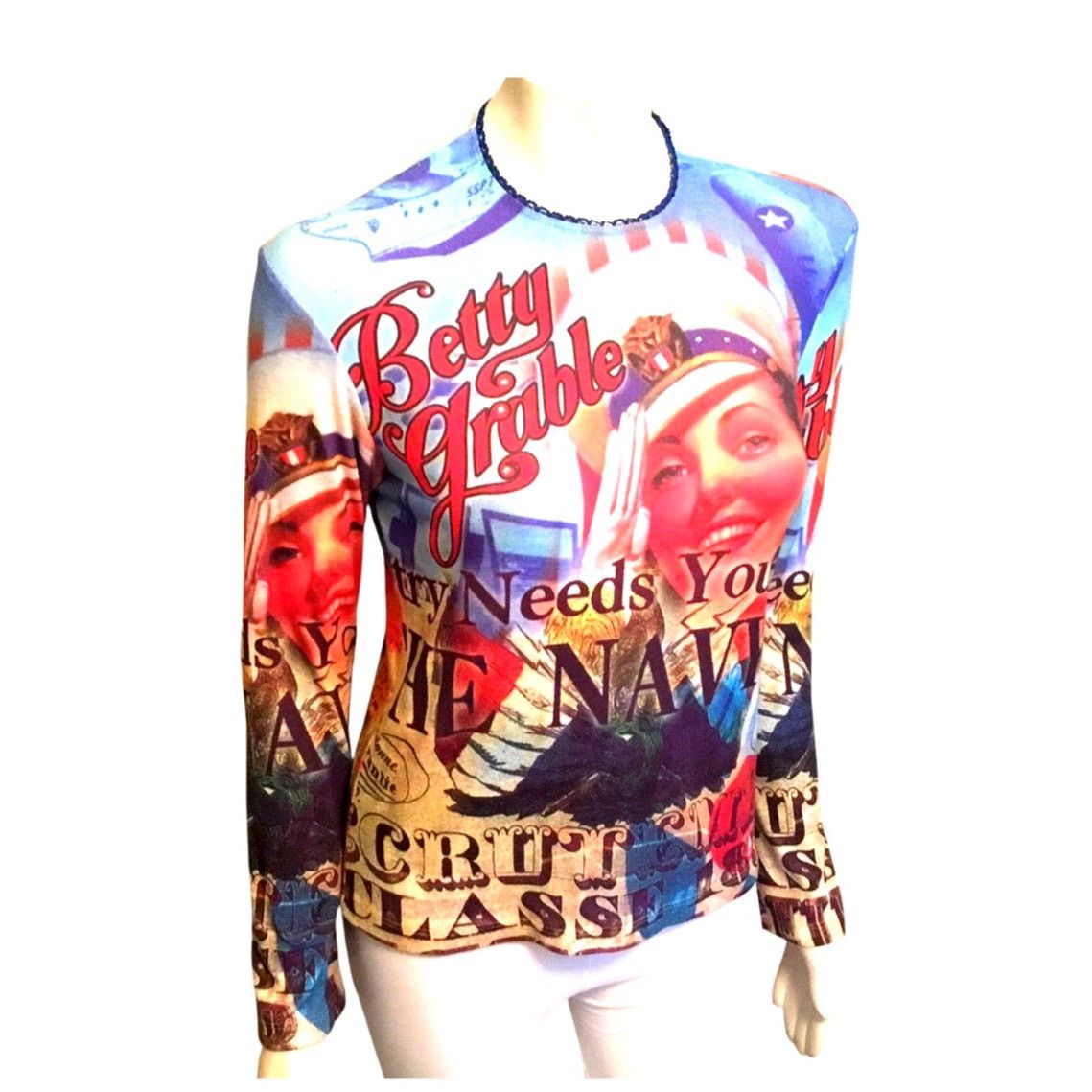 Other Yukiko Betty Grable Patriotic Hollywood Long Sleeve Top Med Size M / US 6-8 / IT 42-44 - 4 Thumbnail