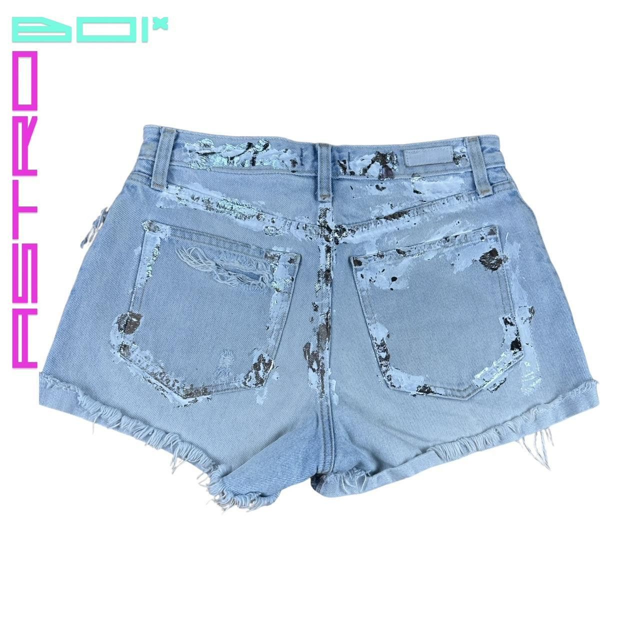 Abercrombie & Fitch Abercrombie + Fitch Blue Foiled Denim Shorts - 26" Size 26" / US 2 / IT 38 - 5 Thumbnail
