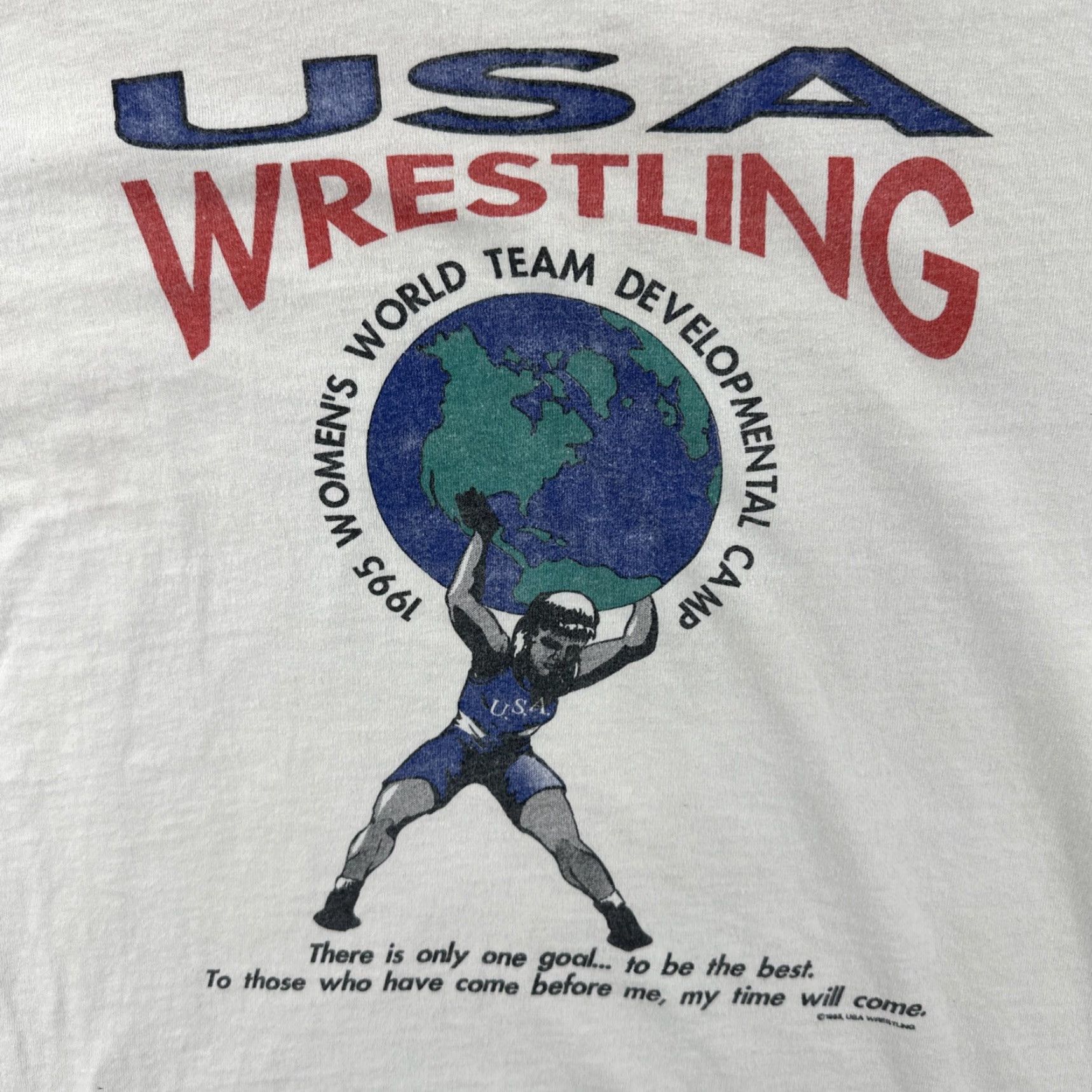 Tultex VINTAGE Tultex Mens M White Shirt USA 90s Graphic Print T-Shirt Womens Wrestling Camp Size M / US 6-8 / IT 42-44 - 6 Thumbnail