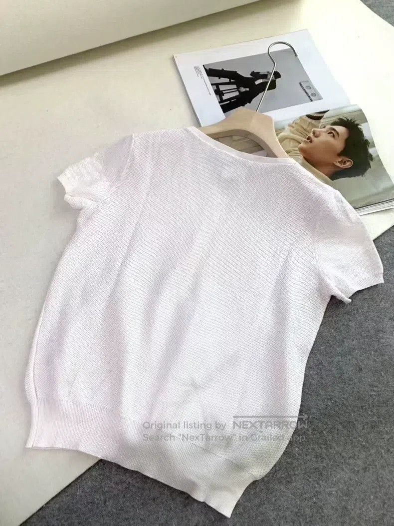 Loro Piana LORO PIANA Solid Color Knit Short Sleeve Top Size M / US 6-8 / IT 42-44 - 6 Thumbnail