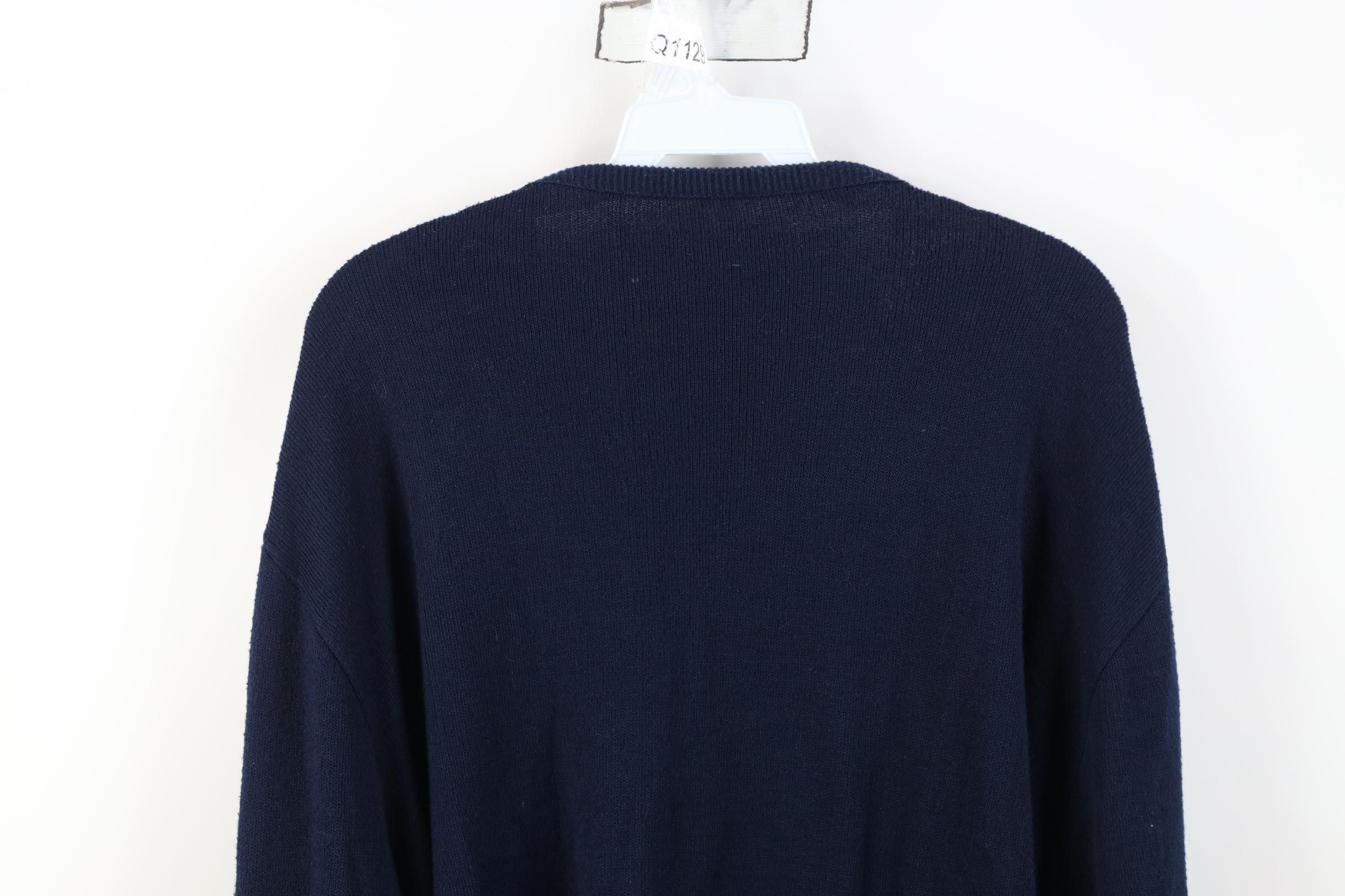 Vintage Vintage 70s Streetwear Blank Knit V-Neck Sweater Navy Blue Size US XL / EU 56 / 4 - 11 Thumbnail
