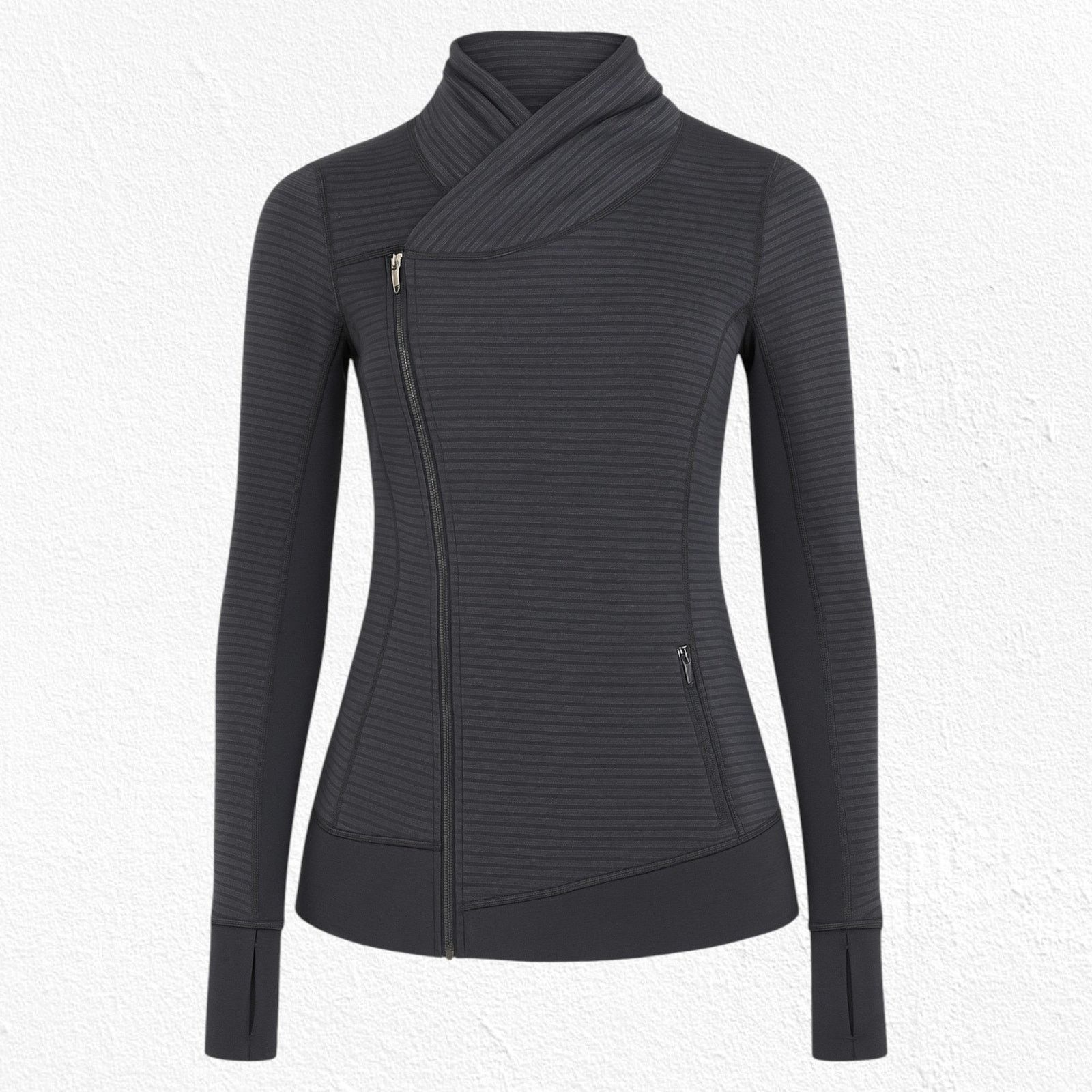 Lululemon Lululemon Gray Microstripe Scuba Funnel Neck Jacket Size 6 Size M / US 6-8 / IT 42-44 - 1 Thumbnail