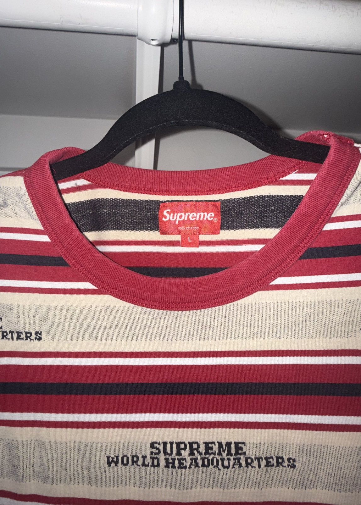 Supreme SUPREME WORLD HEADQUARTERS STRIPED T-SHIRT Size US L / EU 52-54 / 3 - 3 Thumbnail