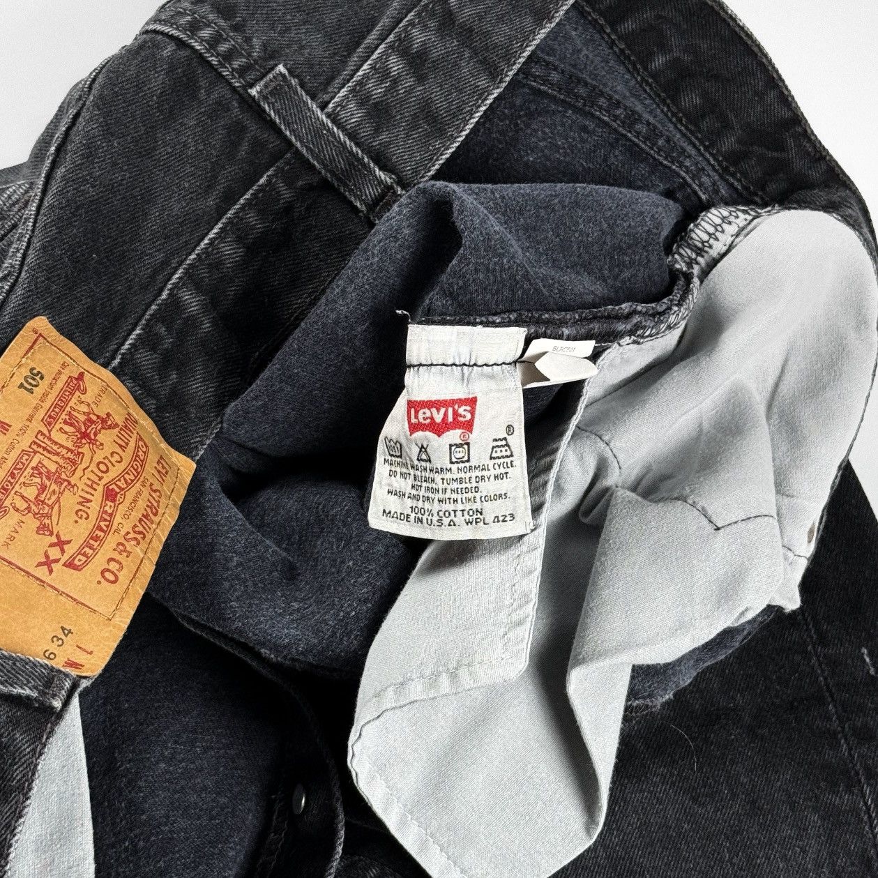 Levi's 90s Levi's 501 Faded Black Denim Jeans Made in USA Size US 34 / EU 50 - 6 Thumbnail