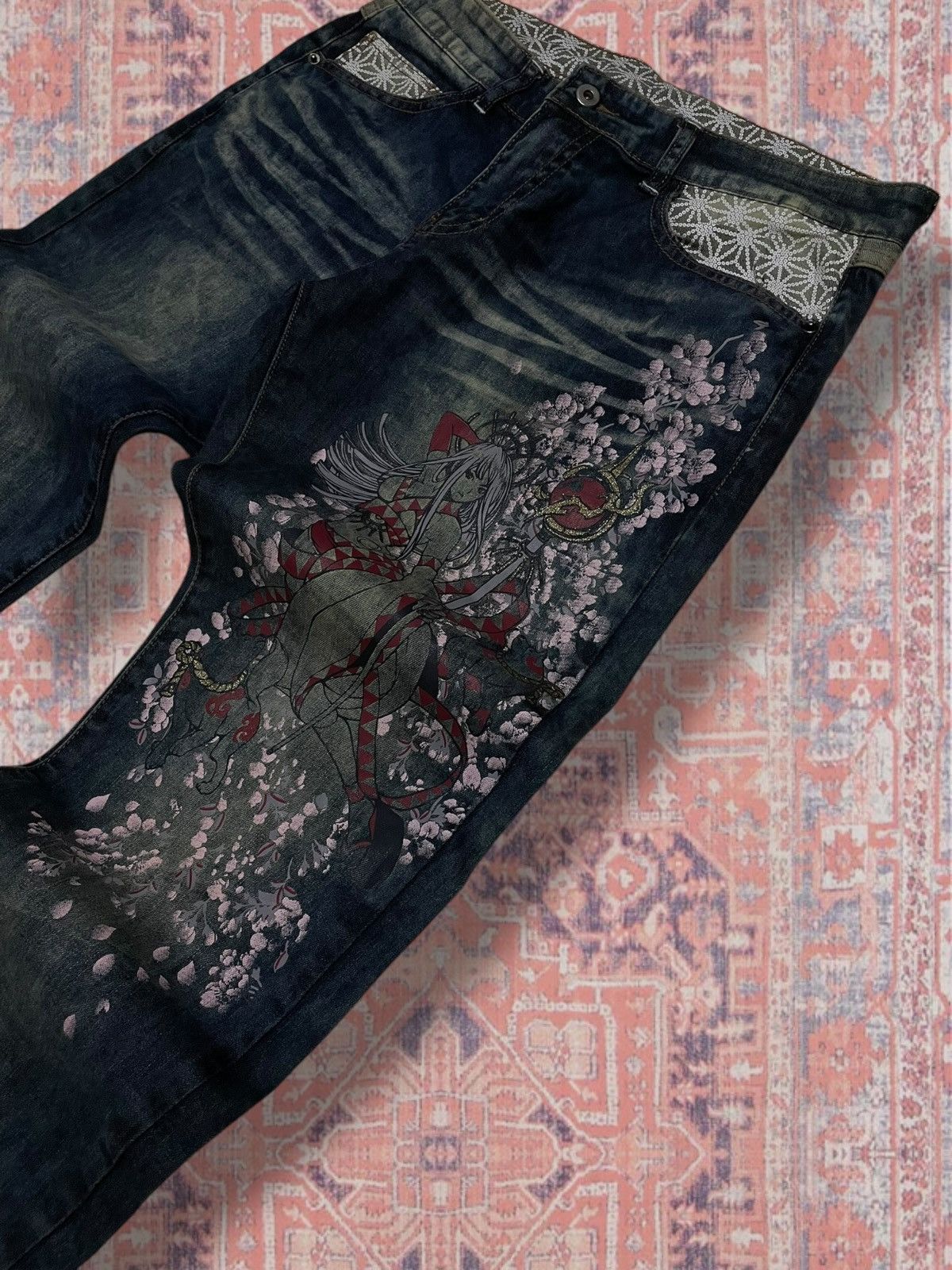 Beauty Beast Vintage 1990s Designer Japan Tradition Queen Of Storm Denim Size US 32 / EU 48 - 8 Thumbnail