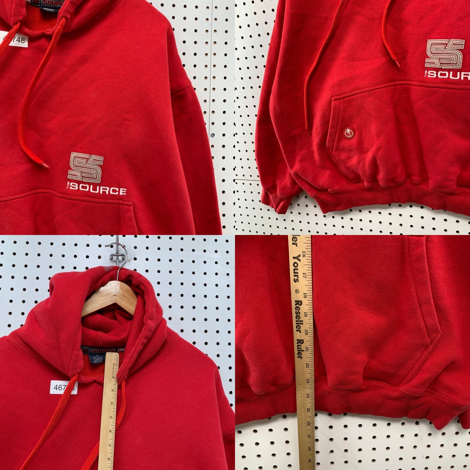 Vintage VINTAGE Source Magazine Sweatshirt Hoodie Men XL Red Embroidered Hip Hop 90s Y2K Size US XL / EU 56 / 4 - 8 Thumbnail