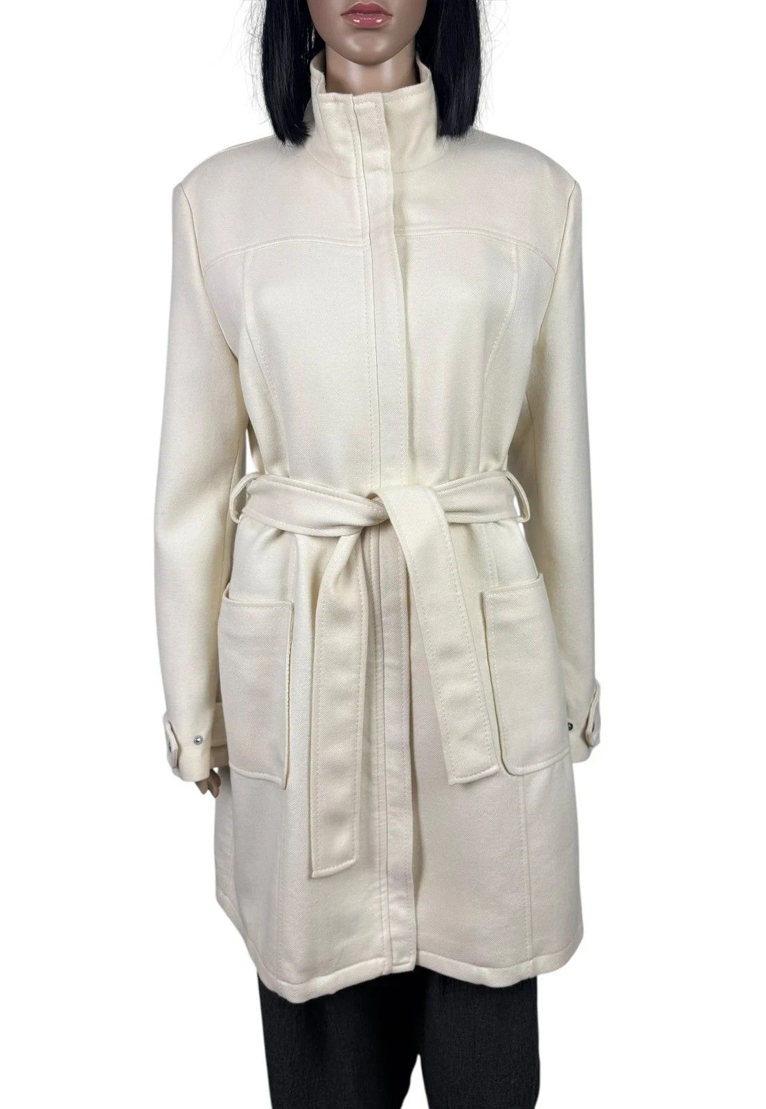 Gianfranco Ferre GF Ferre Wool Long Coat Belted Ivory size M Size M / US 6-8 / IT 42-44 - 3 Thumbnail