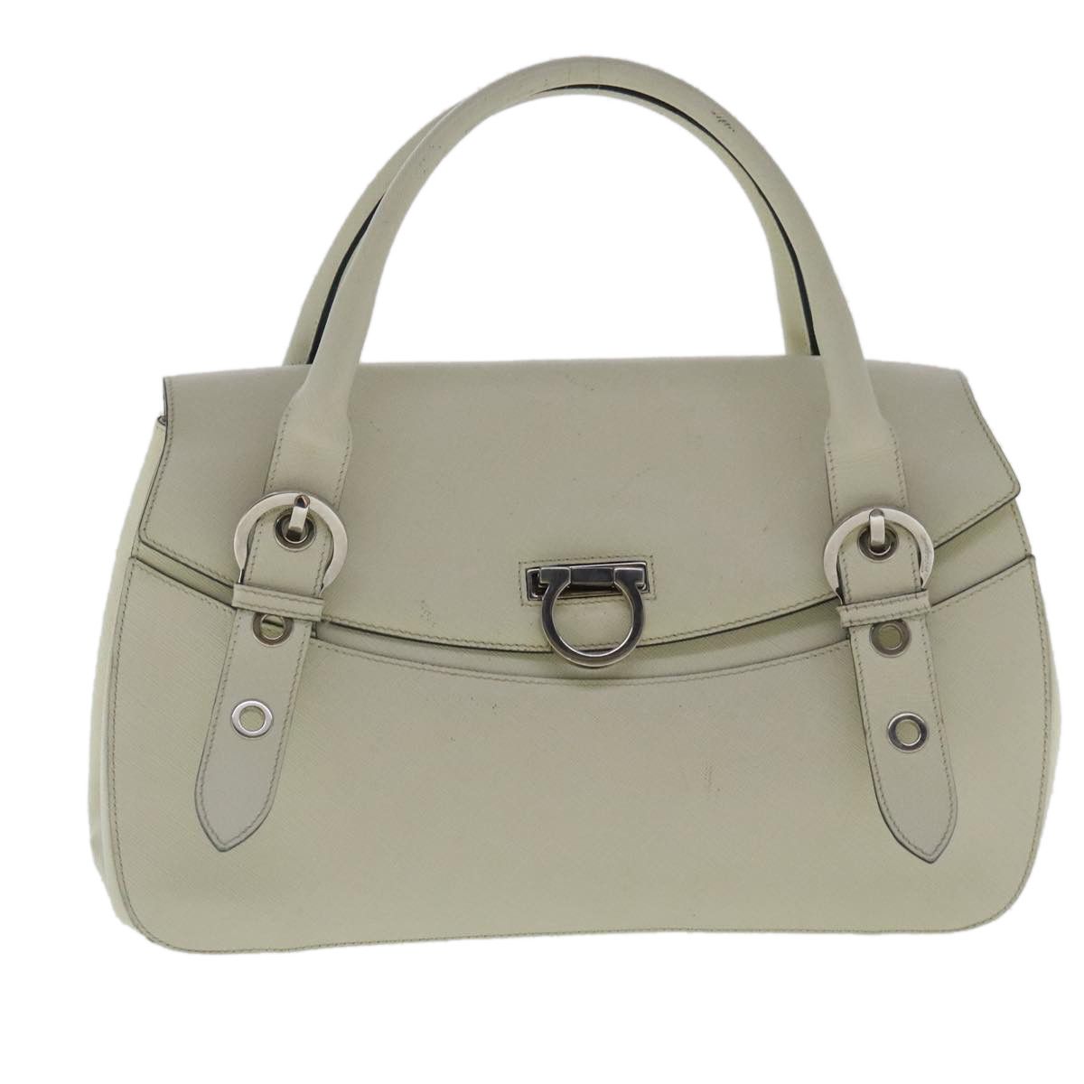 Salvatore Ferragamo Gancini White Leather Handbag (Pre-Owned) Size ONE SIZE - 1 Thumbnail