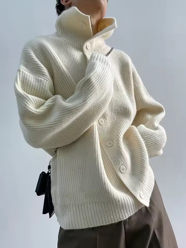 Other Knitted Turtleneck Streetwear Loose Lazy Cardigan Sweater Size US M / EU 48-50 / 2 - 3 Thumbnail