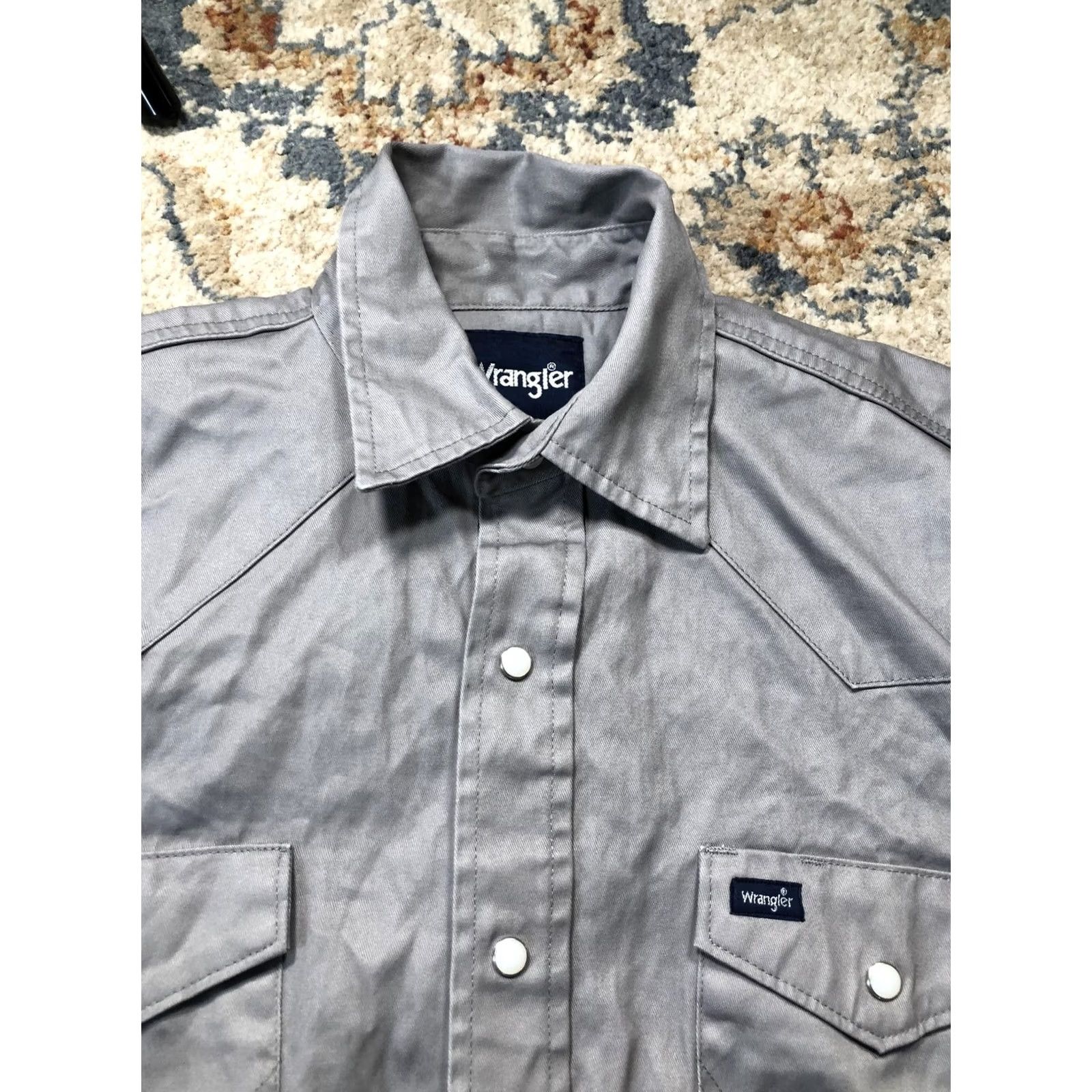 Wrangler VINTAGE Wrangler Shirt Mens Medium Gray Twill Western Pearl Snap Long Sleeve Casual Size US M / EU 48-50 / 2 - 2 Thumbnail