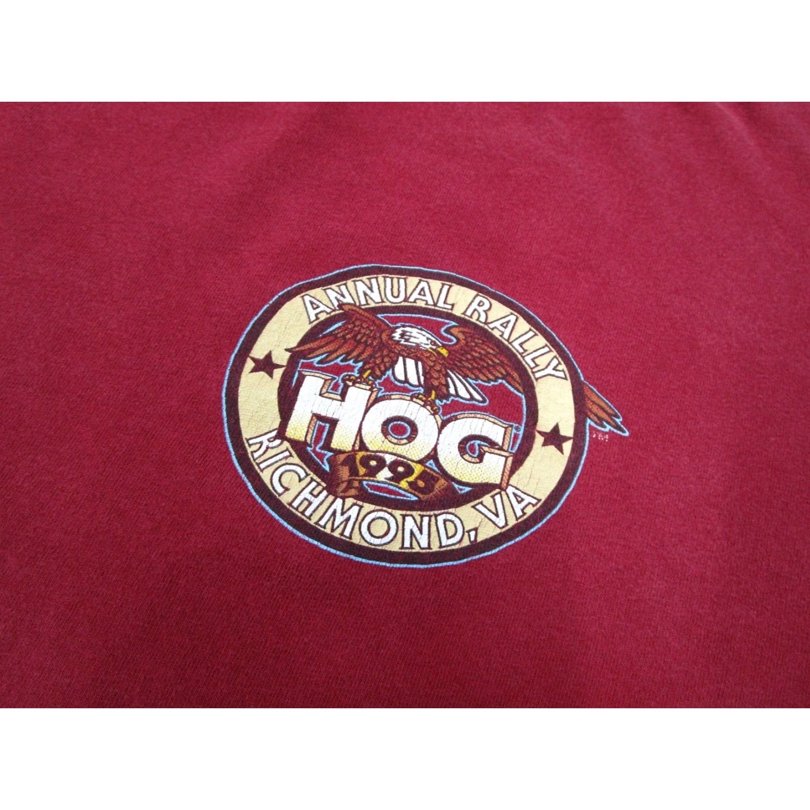 Harley Davidson VINTAGE Harley-Davidson Shirt Mens Large Red 1995 HOG Richmond Rally 90s Graphic Tee Mens Clothing Size US L / EU 52-54 / 3 - 4 Thumbnail
