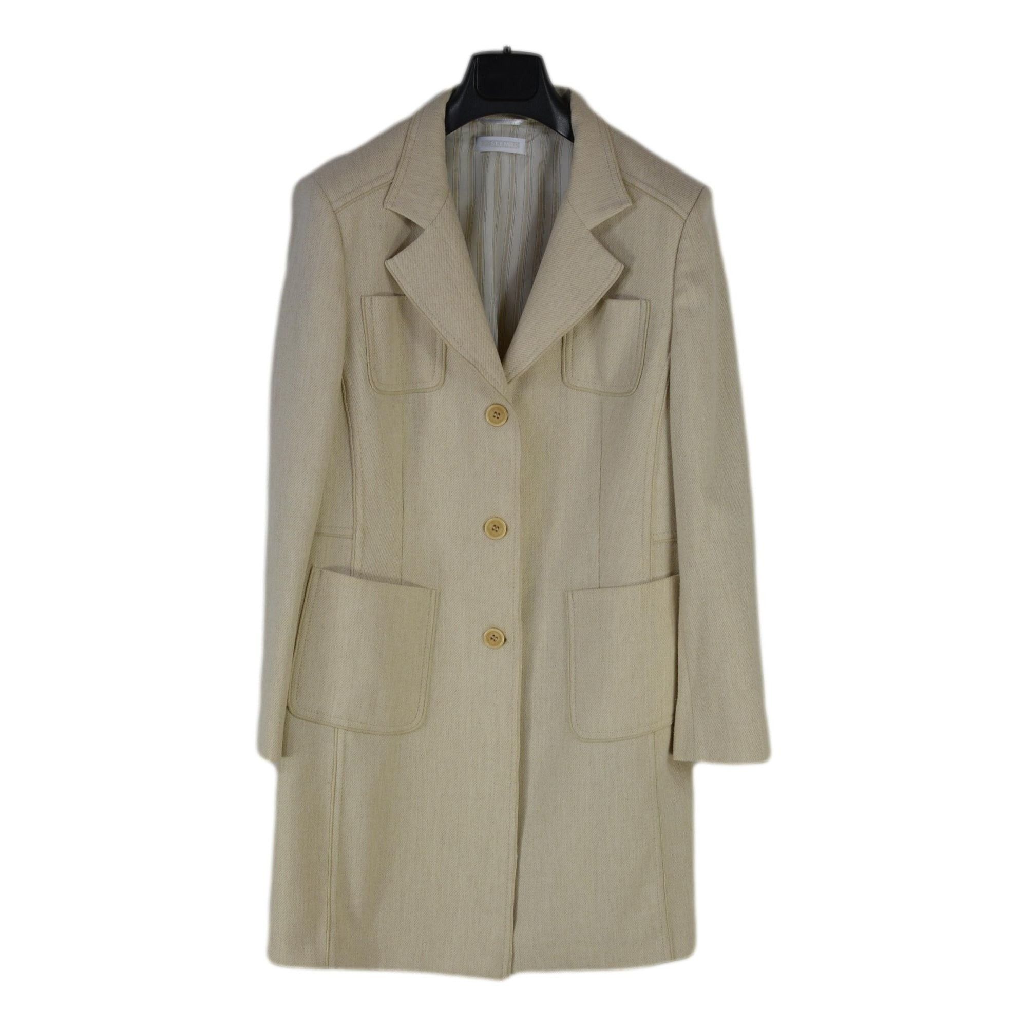 St Emile Womans BEIGE Overcoat Size M-L Wool Cashmere blend