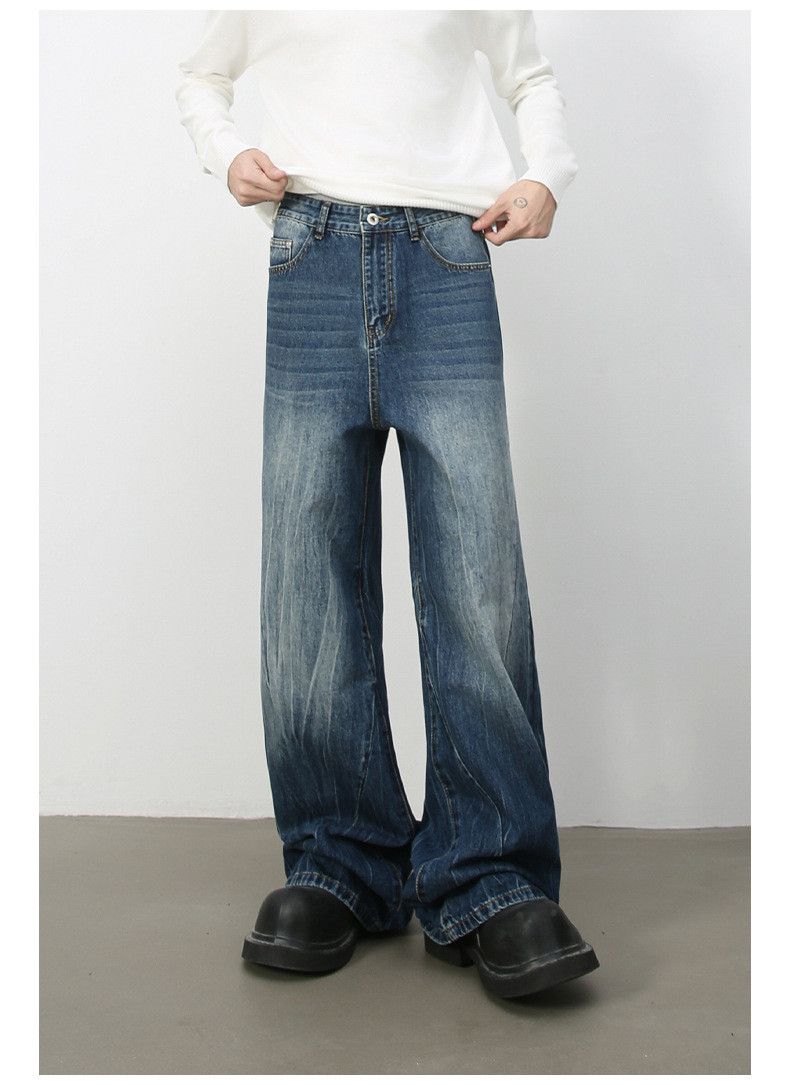 Japanese Brand × Jean Vintage distressed men's ripple loose straight jeans Size US 34 / EU 50 - 1 Thumbnail