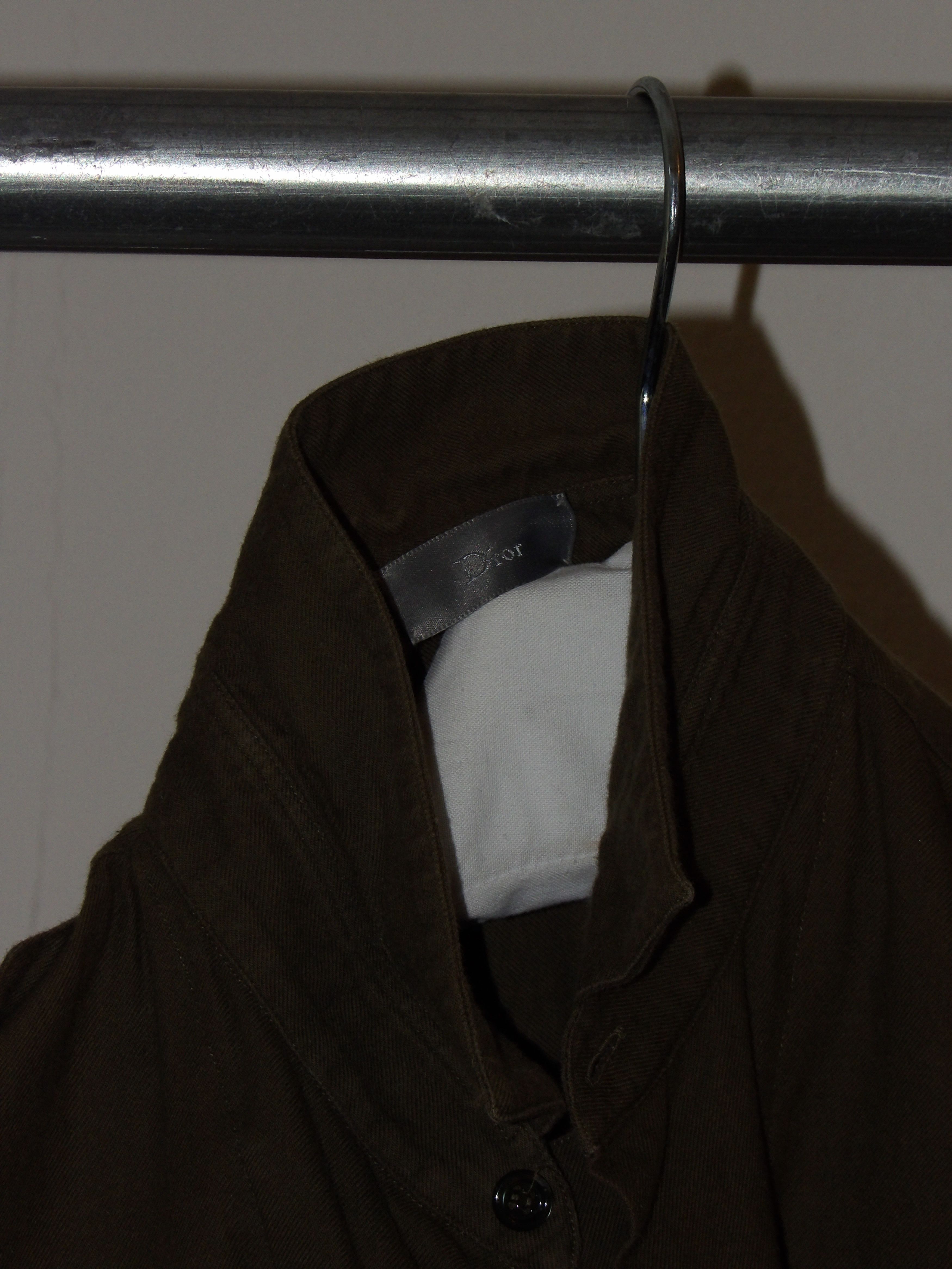 Dior Hedi Slimane Dior Homme Military Shirt W/ Neck Detail Size US M / EU 48-50 / 2 - 6 Thumbnail