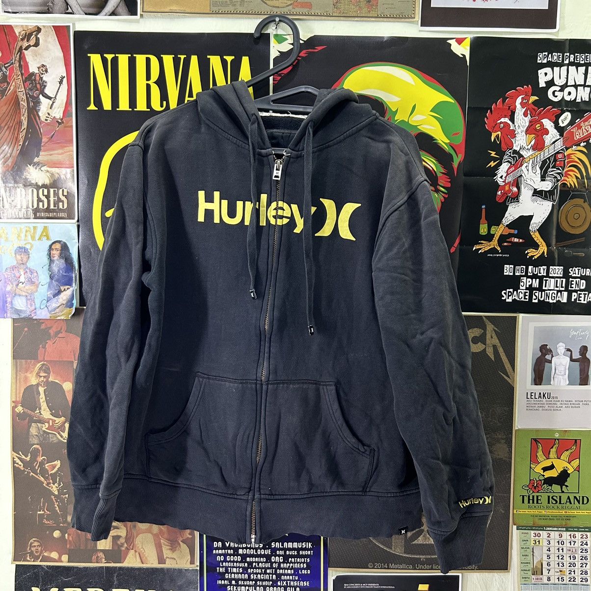 Hurley Vintage Hurley Spell Out Faded Zip up Hoodie Size US L / EU 52-54 / 3 - 1 Thumbnail