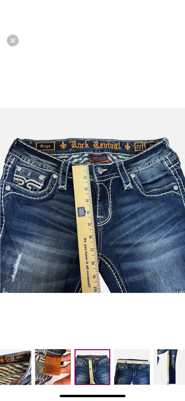 Rock Revival Rock Revival Priya Women's 27 Embellished Stretch Jeans Size 27" / US 4 / IT 40 - 10 Thumbnail