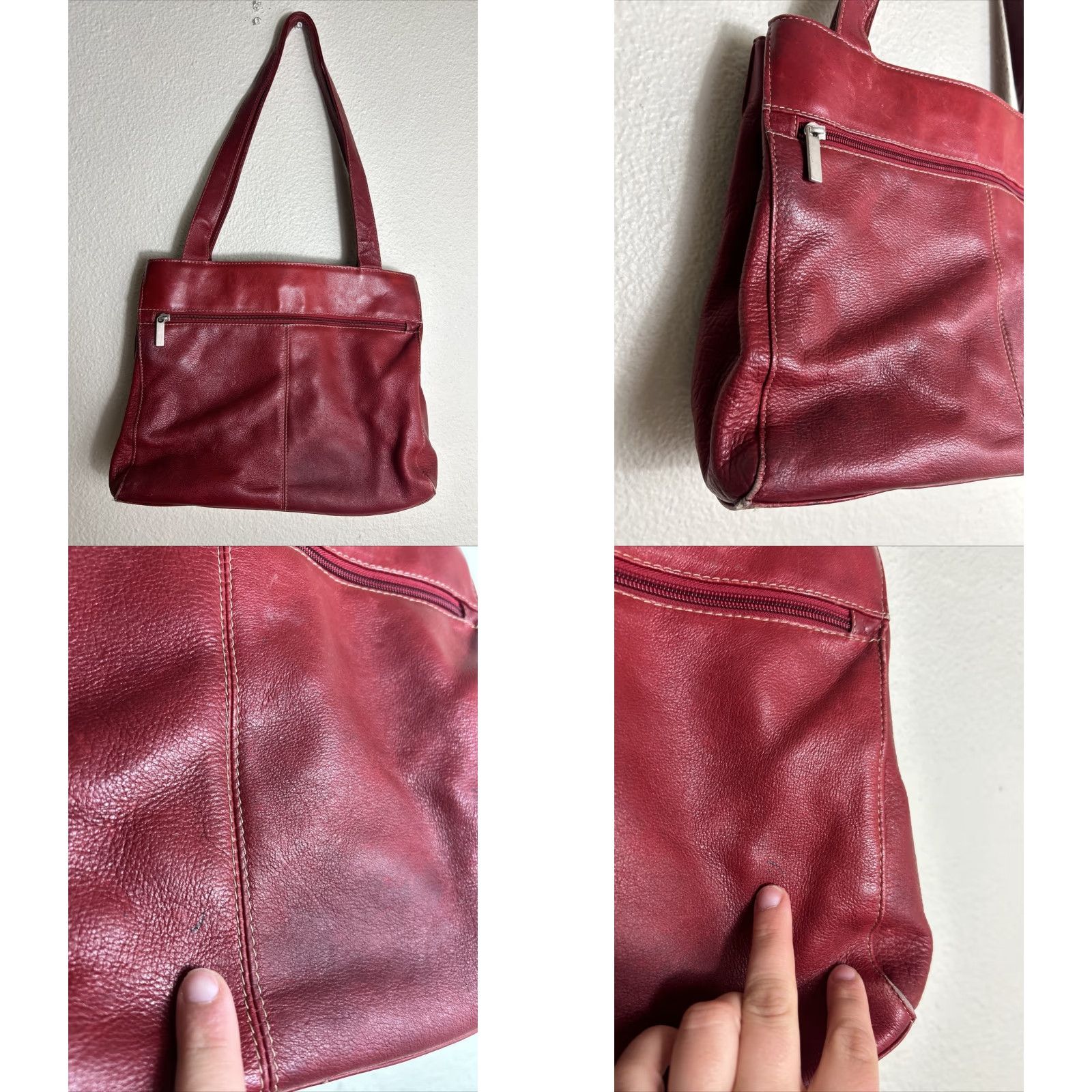 Wilson VINTAGE Wilson’s Leather Shoulder Bag Red Pebbled 13x11x3 Stains Women Pebbles Size ONE SIZE - 9 Thumbnail