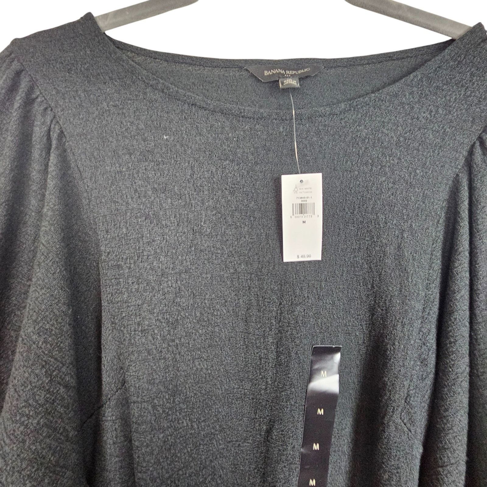 Banana Republic Banana Republic Womens Textured Puff Sleeve Top Size M Gray Size M / US 6-8 / IT 42-44 - 3 Thumbnail