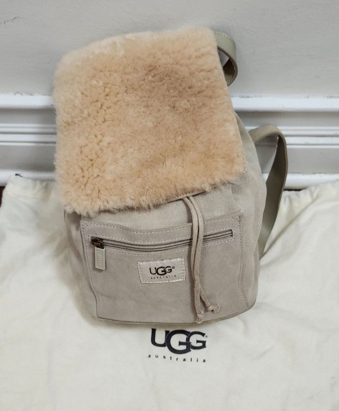 Women's UGG AUSTRALIA beige Suede Shearling Mini Backpack