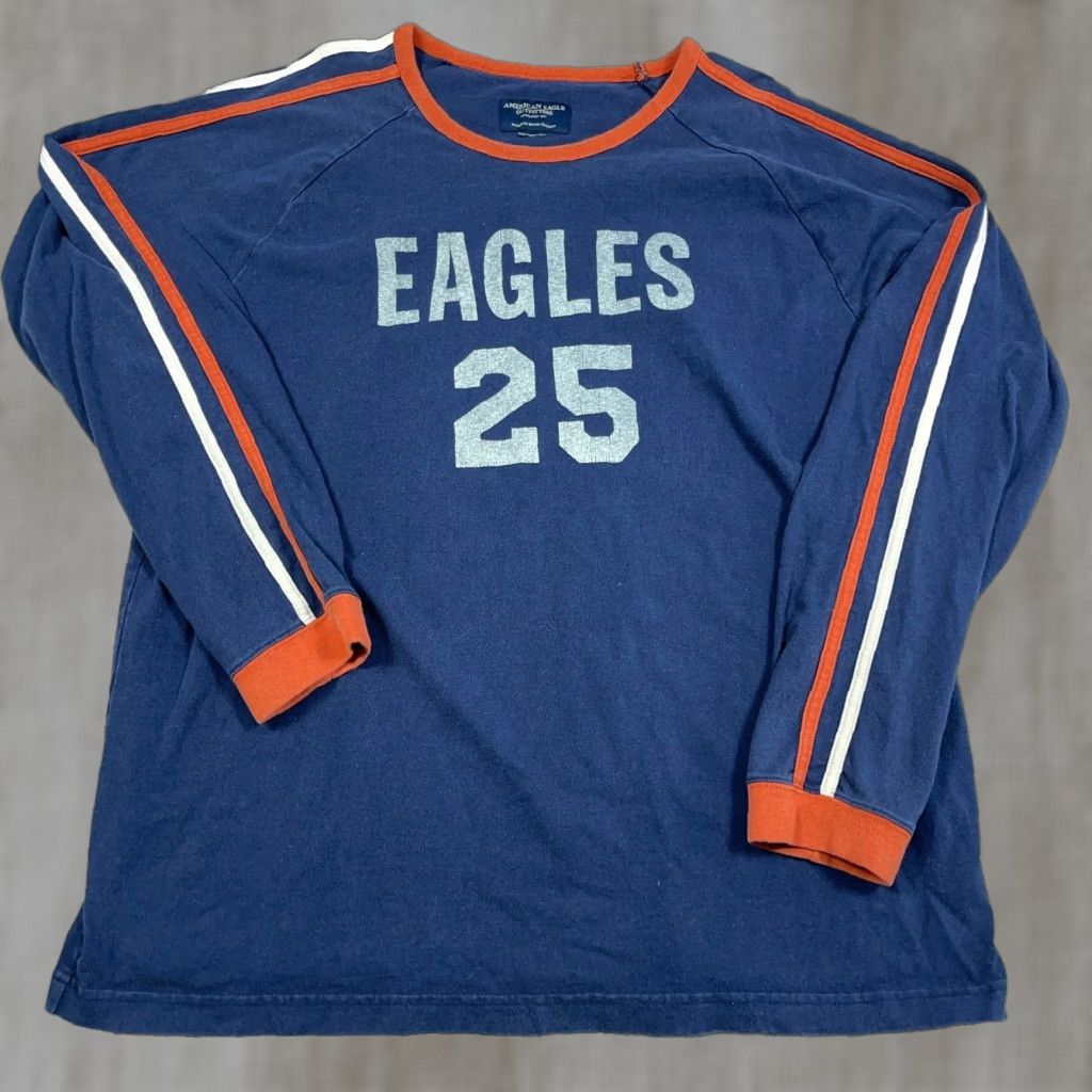 American Eagle Outfitters VINTAGE American Eagle Shirt Men XL Blue Orange Long Sleeve Faded Y2K 2000s LS Size US XL / EU 56 / 4 - 1 Thumbnail